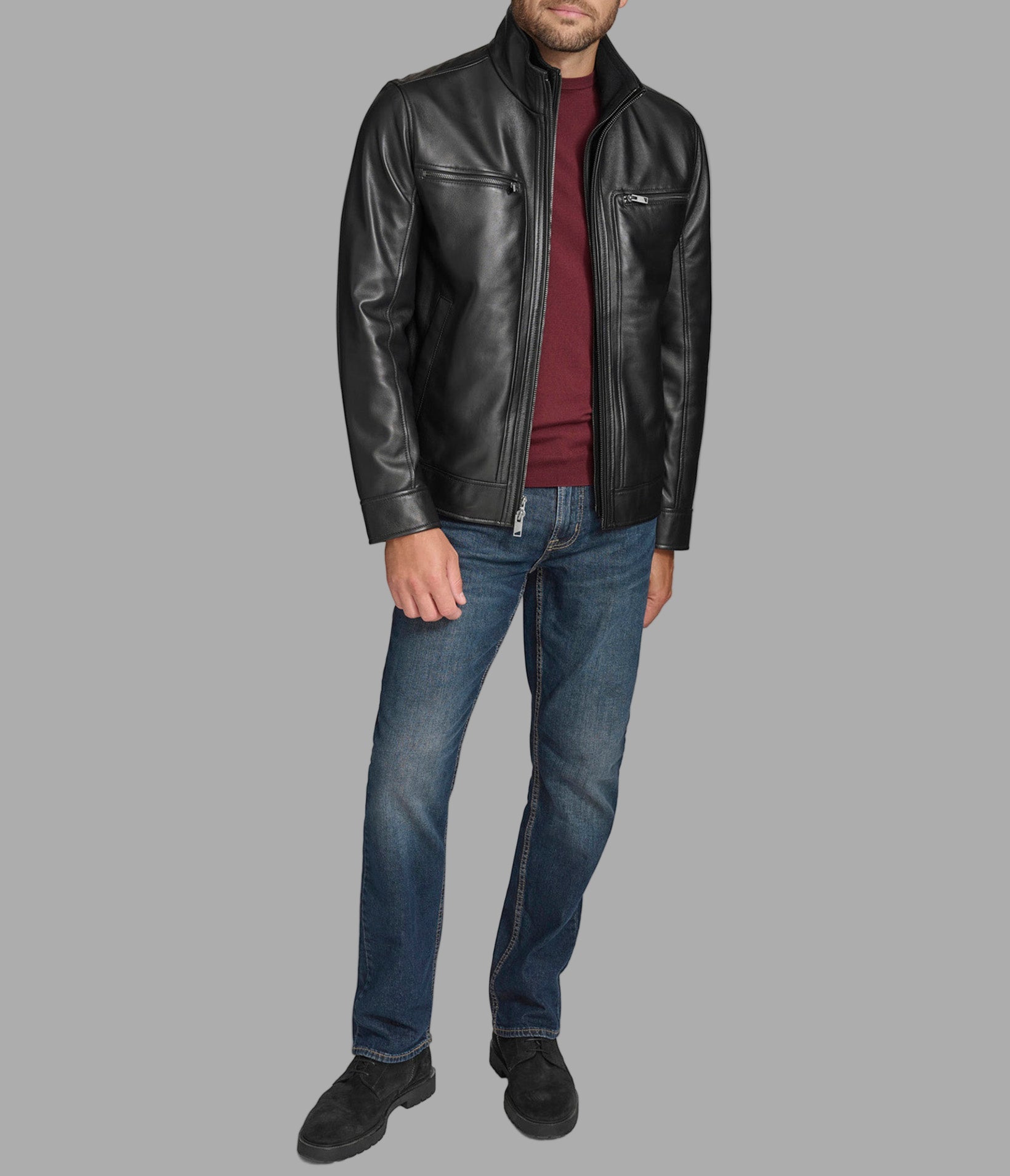 Winton Leather Stand Collar Jacket View 7 | Jackets and Coats Winton Leather Stand Collar Jacket View 7 | Jackets and Coats