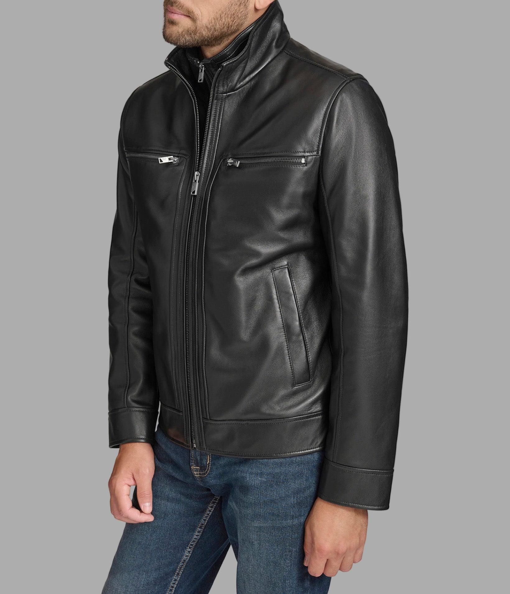 Winton Leather Stand Collar Jacket | Wilsons Leather