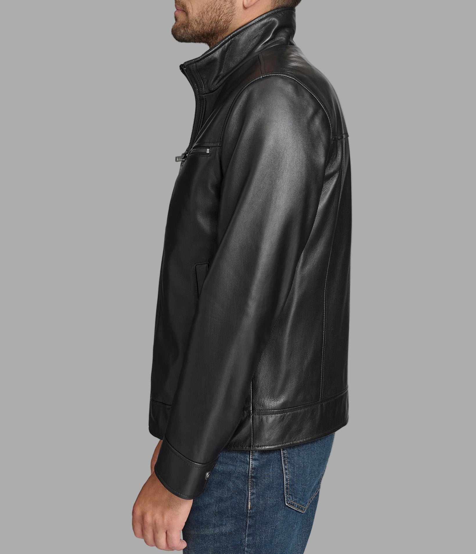 Winton Leather Stand Collar Jacket View 4 | Jackets and Coats Winton Leather Stand Collar Jacket View 4 | Jackets and Coats