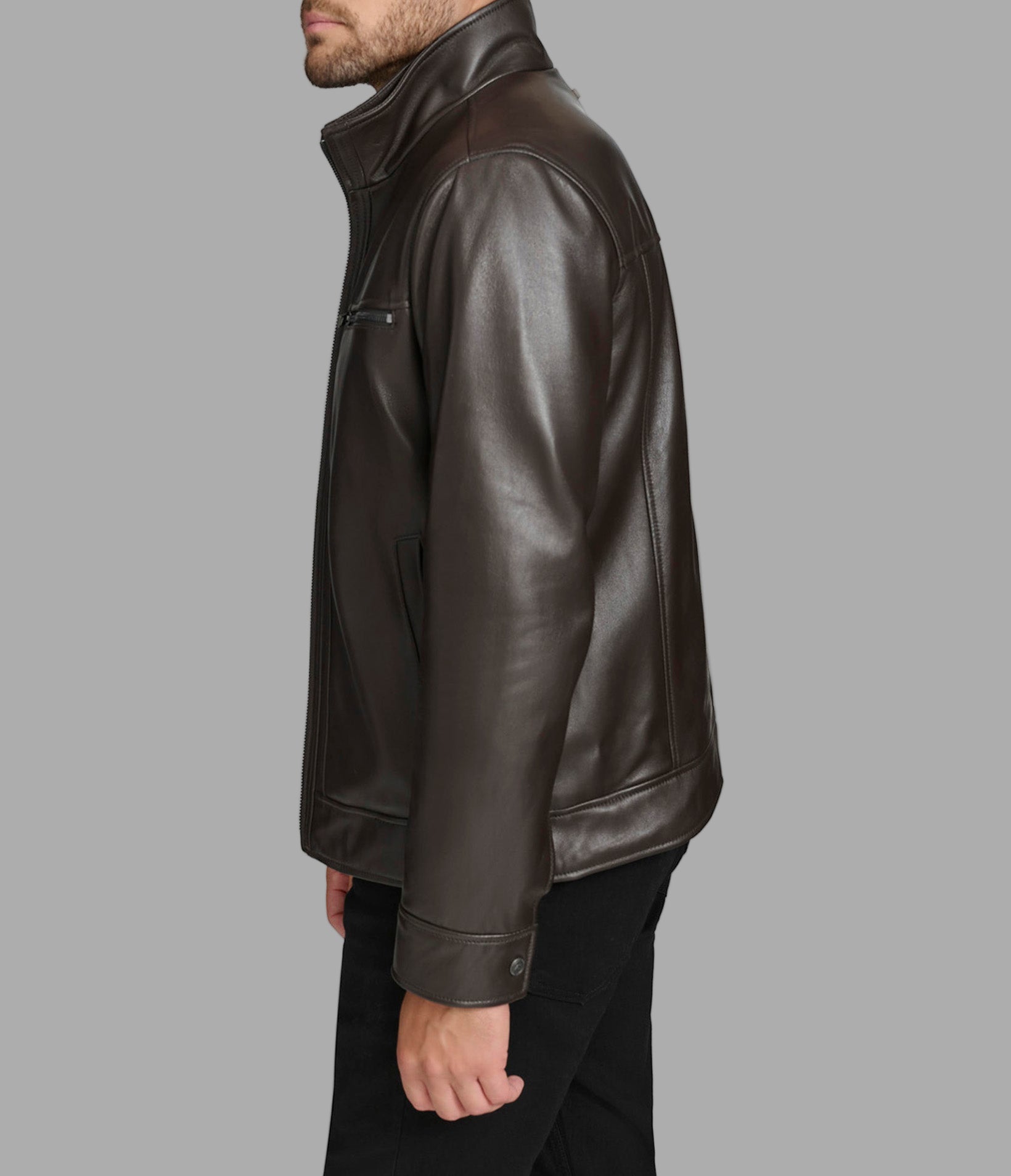 Winton Leather Stand Collar Jacket View 6 | Jackets and Coats Winton Leather Stand Collar Jacket View 6 | Jackets and Coats