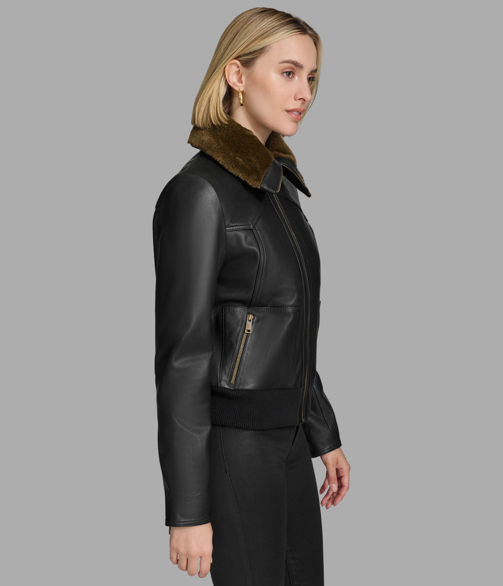Evie Faux Shearling Aviator Jacket | Wilsons Leather