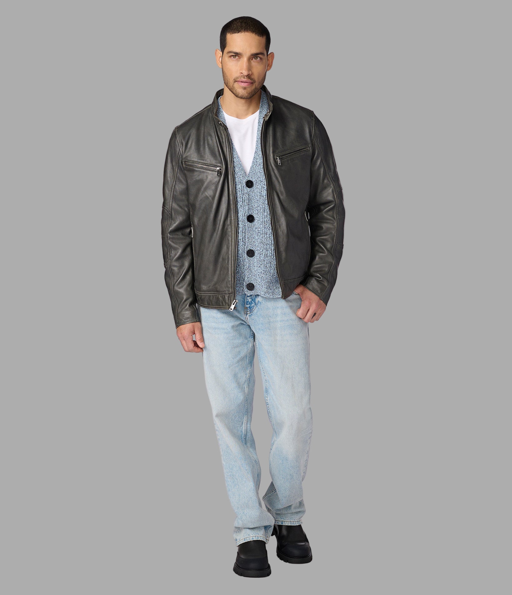 Brent Vintage Leather Racer Jacket View 4 | Men's Sale Brent Vintage Leather Racer Jacket View 4 | Men's Sale