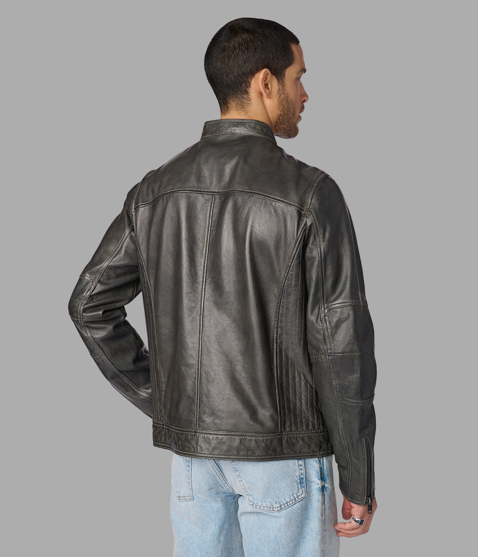 Brent Vintage Leather Racer Jacket View 3 | Men's Sale Brent Vintage Leather Racer Jacket View 3 | Men's Sale