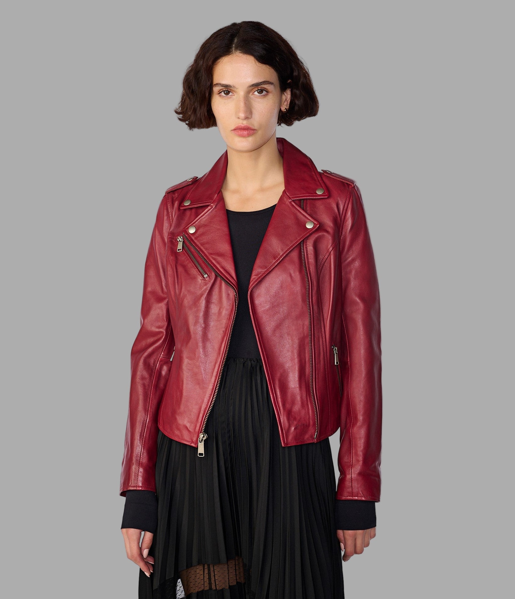 Madeline Asymmetrical Leather Moto Jacket View 1 | Women's Sale Madeline Asymmetrical Leather Moto Jacket View 1 | Women's Sale