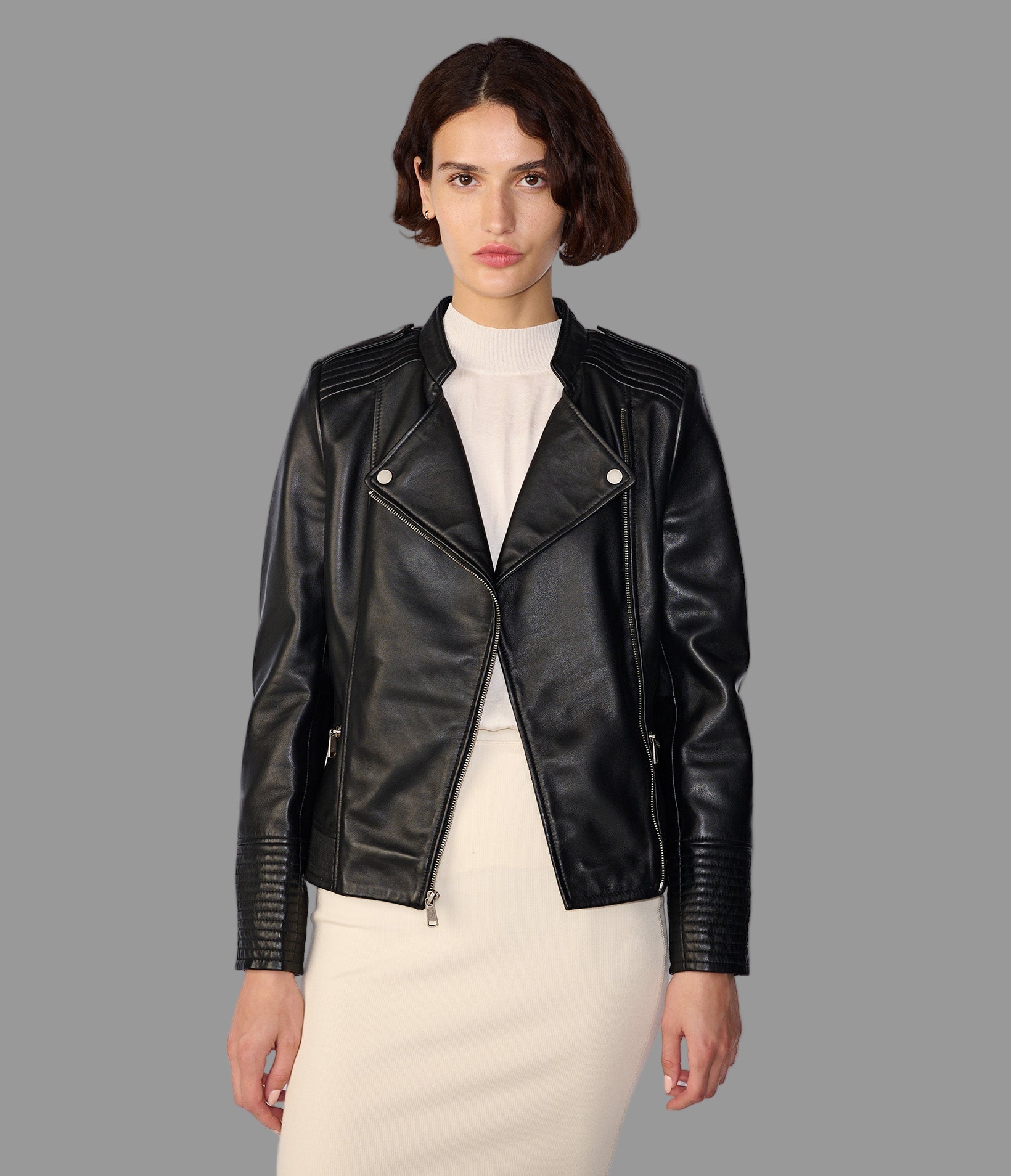 Monica Asymmetrical Leather Moto Jacket View 1 | Women's Sale Monica Asymmetrical Leather Moto Jacket View 1 | Women's Sale