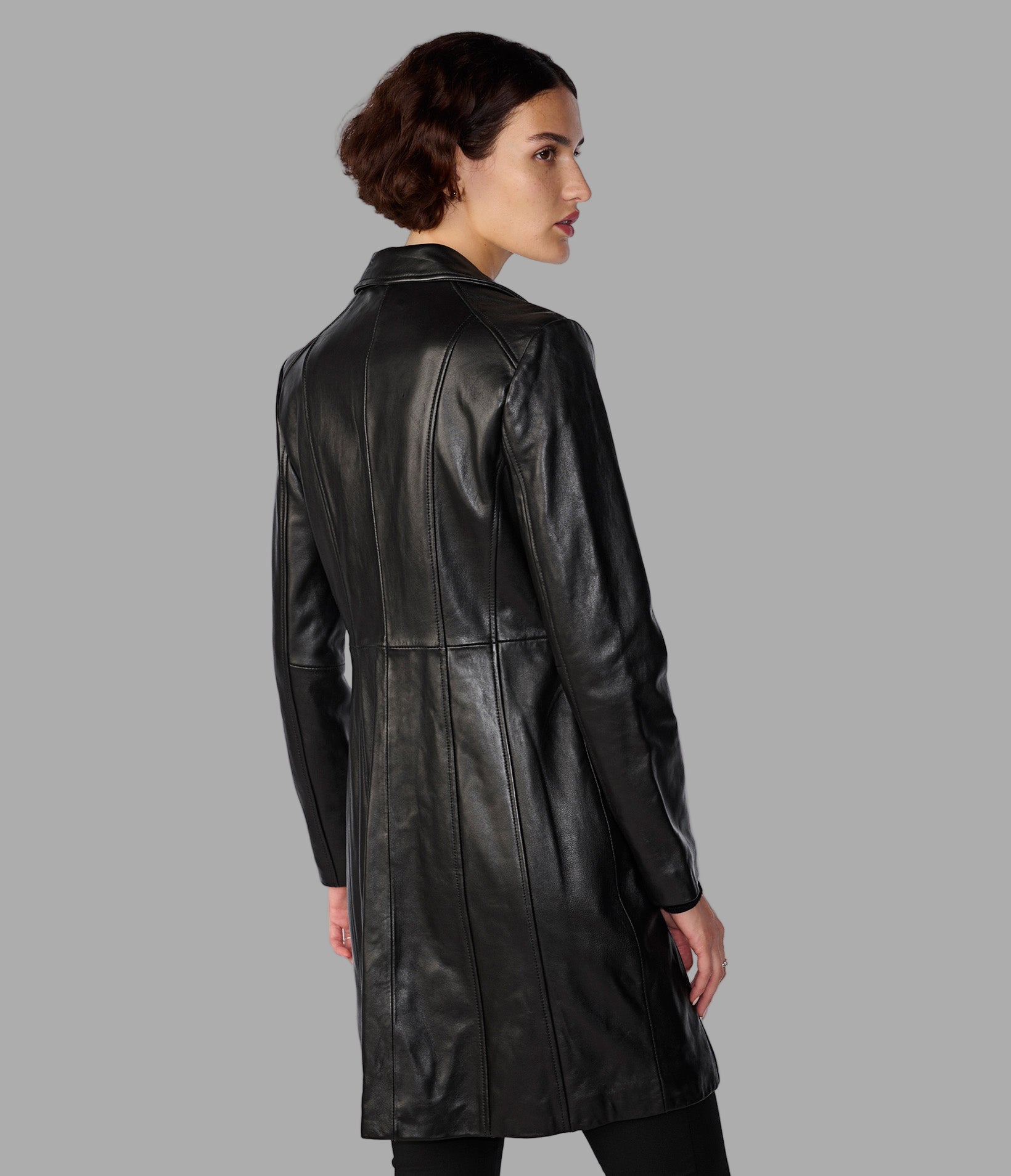 Nora Button Down Leather Trench Coat View 3 | Women's Best Sellers Nora Button Down Leather Trench Coat View 3 | Women's Best Sellers