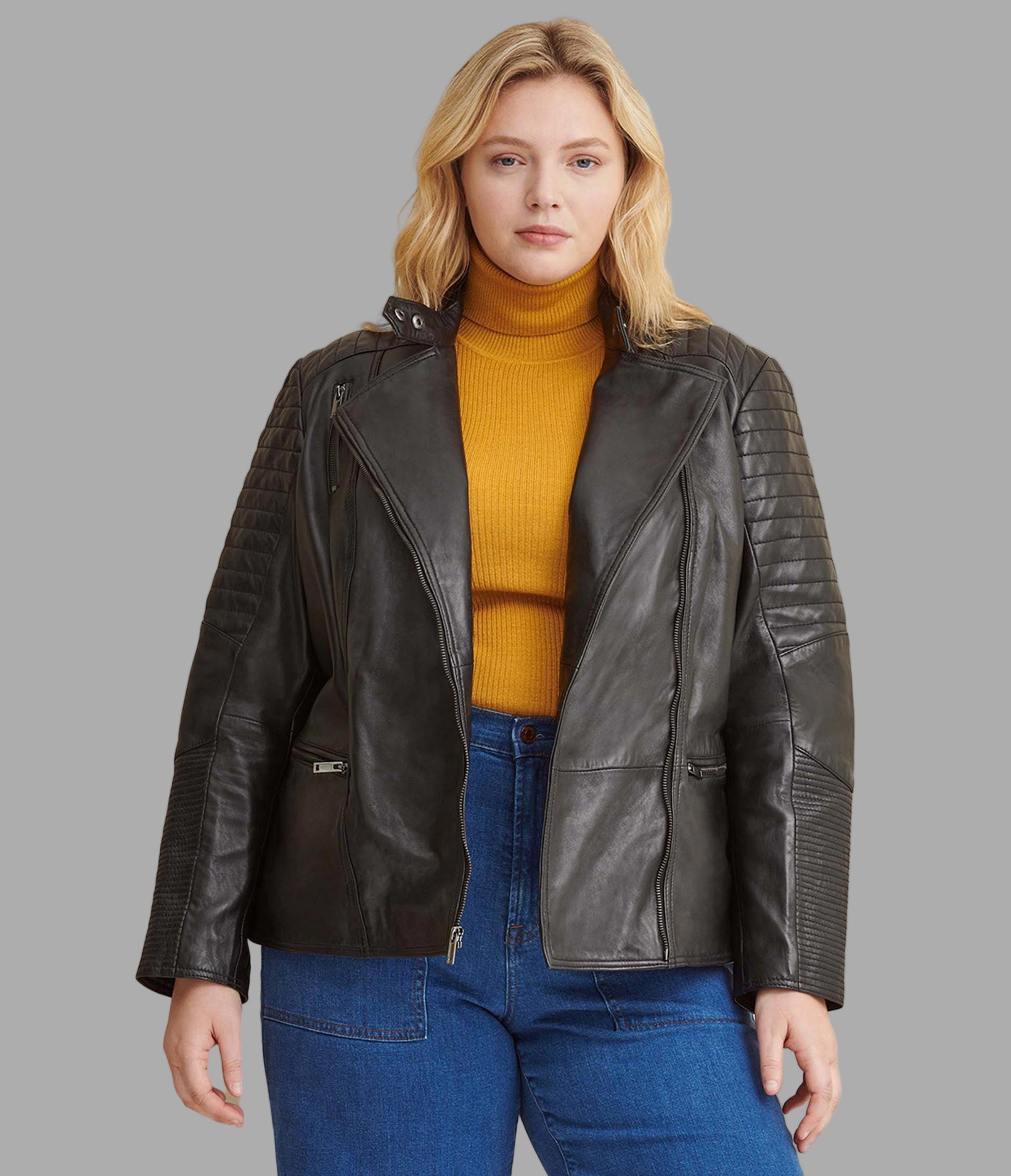 Plus Size Quilted Leather Moto Jacket View 1 | Women's Sale Plus Size Quilted Leather Moto Jacket View 1 | Women's Sale