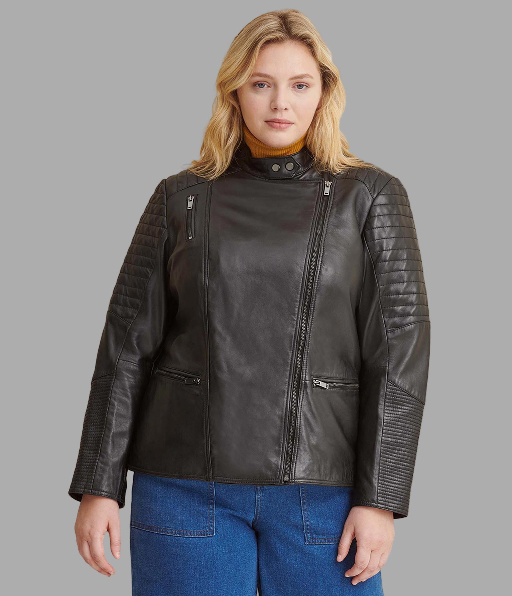 Plus Size Quilted Leather Moto Jacket View 3 | Sale Shop All Plus Size Quilted Leather Moto Jacket View 3 | Sale Shop All