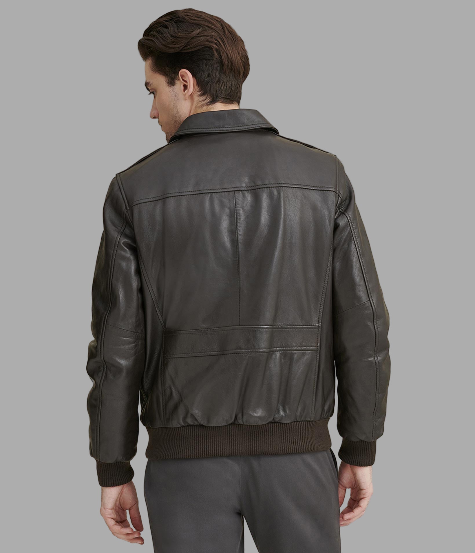 Chris Big & Tall Leather Bomber Jacket View 3 Chris Big & Tall Leather Bomber Jacket View 3
