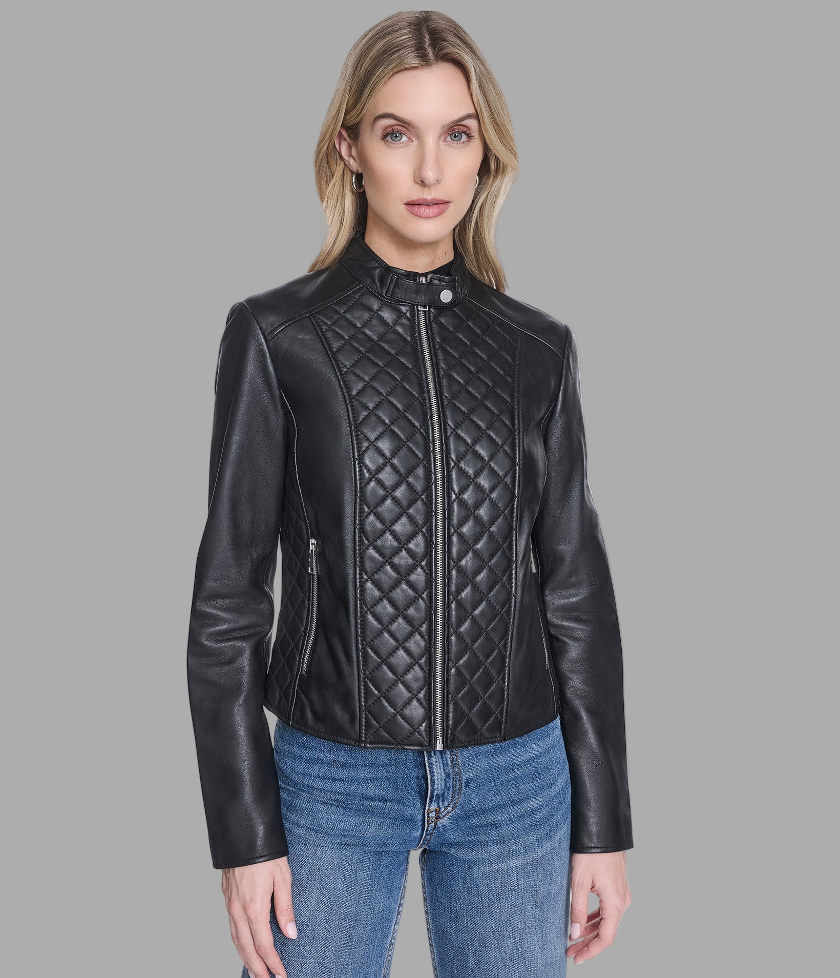 Marlette Quilted Leather Racer Jacket View 1 | Women's Clothing Marlette Quilted Leather Racer Jacket View 1 | Women's Clothing