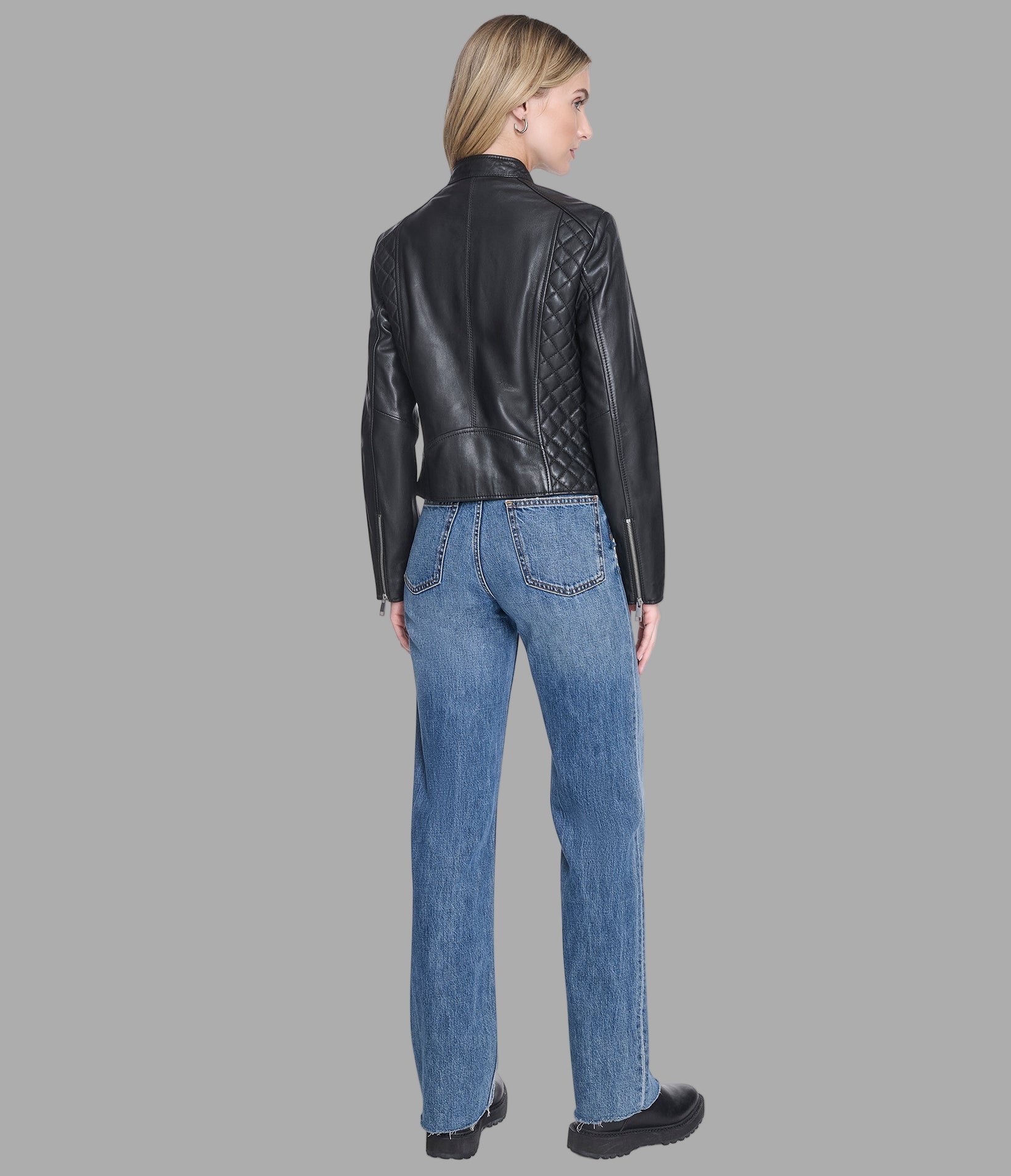 Marlette Quilted Leather Racer Jacket View 2 | Women's Clothing Marlette Quilted Leather Racer Jacket View 2 | Women's Clothing