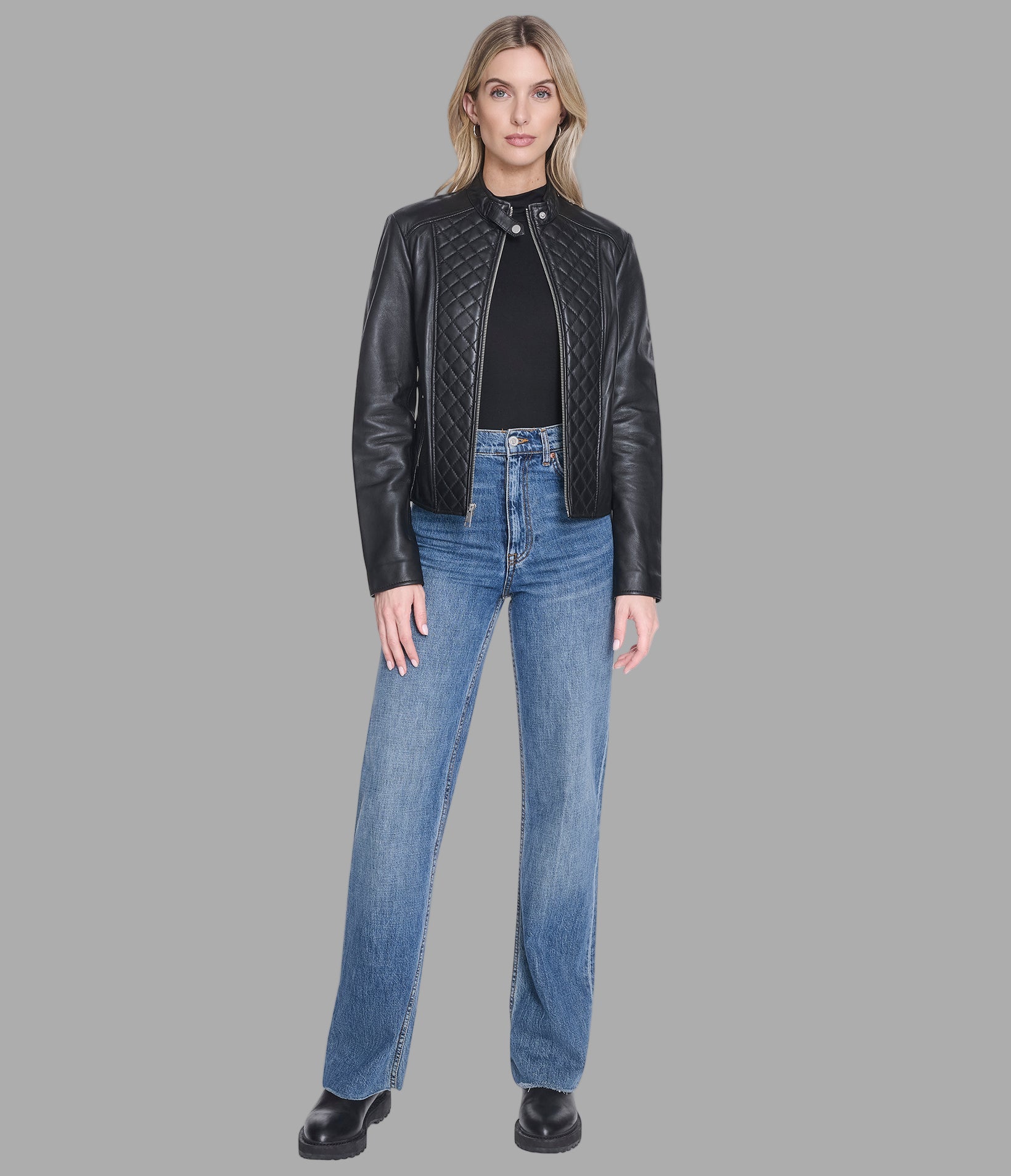 Marlette Quilted Leather Racer Jacket View 3 | Women's Clothing Marlette Quilted Leather Racer Jacket View 3 | Women's Clothing