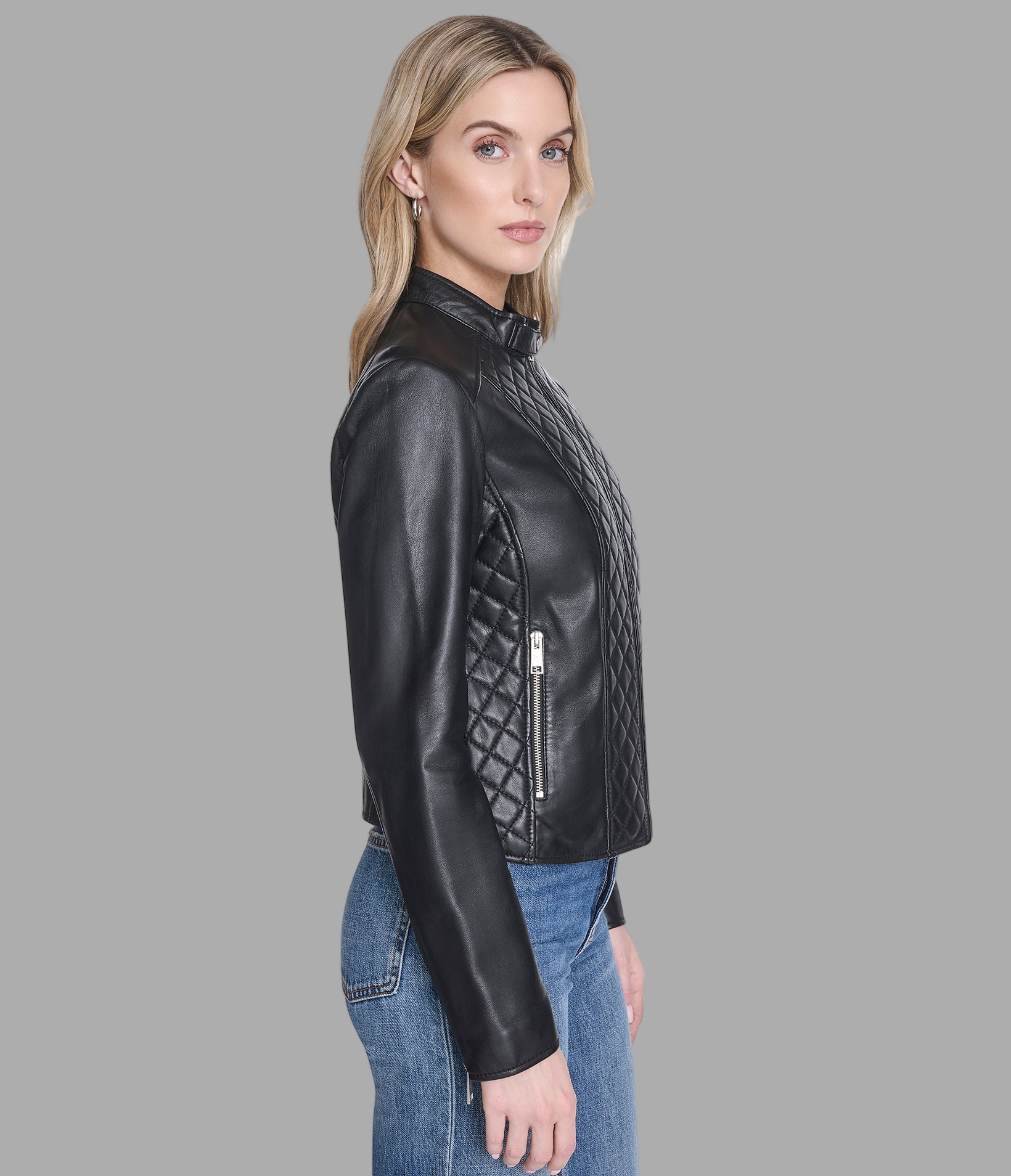 Marlette Quilted Leather Racer Jacket View 4 | Women's Clothing Marlette Quilted Leather Racer Jacket View 4 | Women's Clothing
