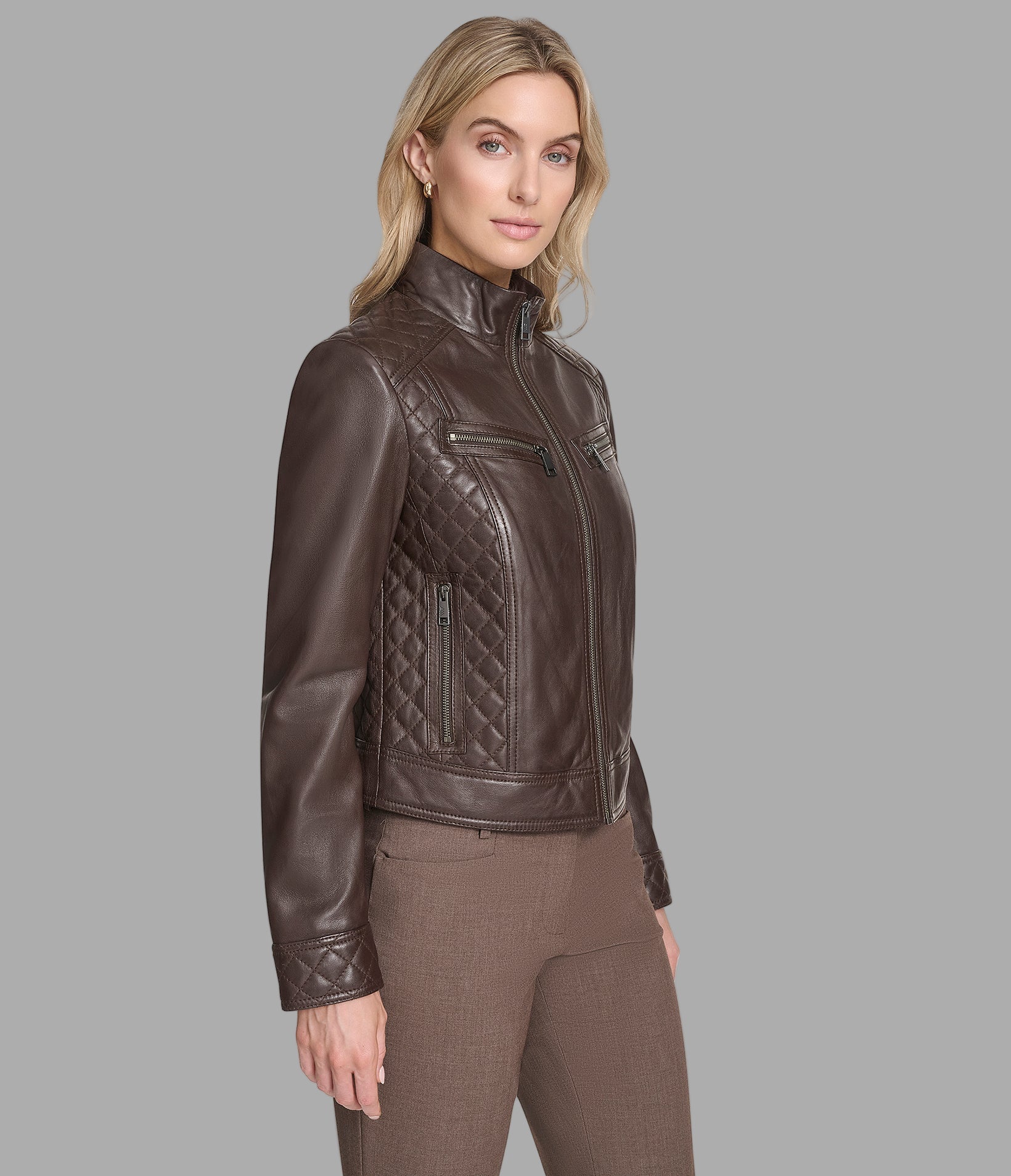 Mikel Leather Racer Jacket View 2 | Women's Collection Mikel Leather Racer Jacket View 2 | Women's Collection