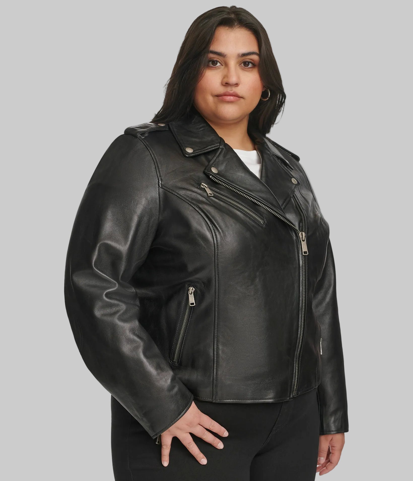 Plus Size Madeline Asymmetrical Leather Jacket View 2 | Women's Leather Plus Size Madeline Asymmetrical Leather Jacket View 2 | Women's Leather