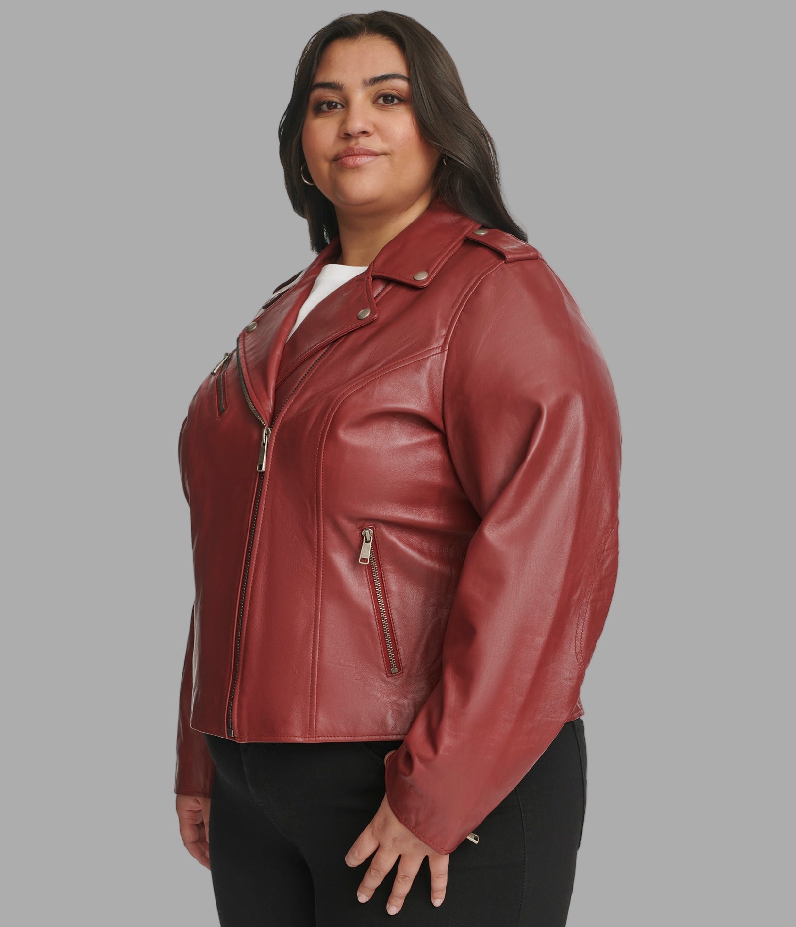 Plus Size Madeline Asymmetrical Leather Jacket View 2 | Women's Sale Plus Size Madeline Asymmetrical Leather Jacket View 2 | Women's Sale