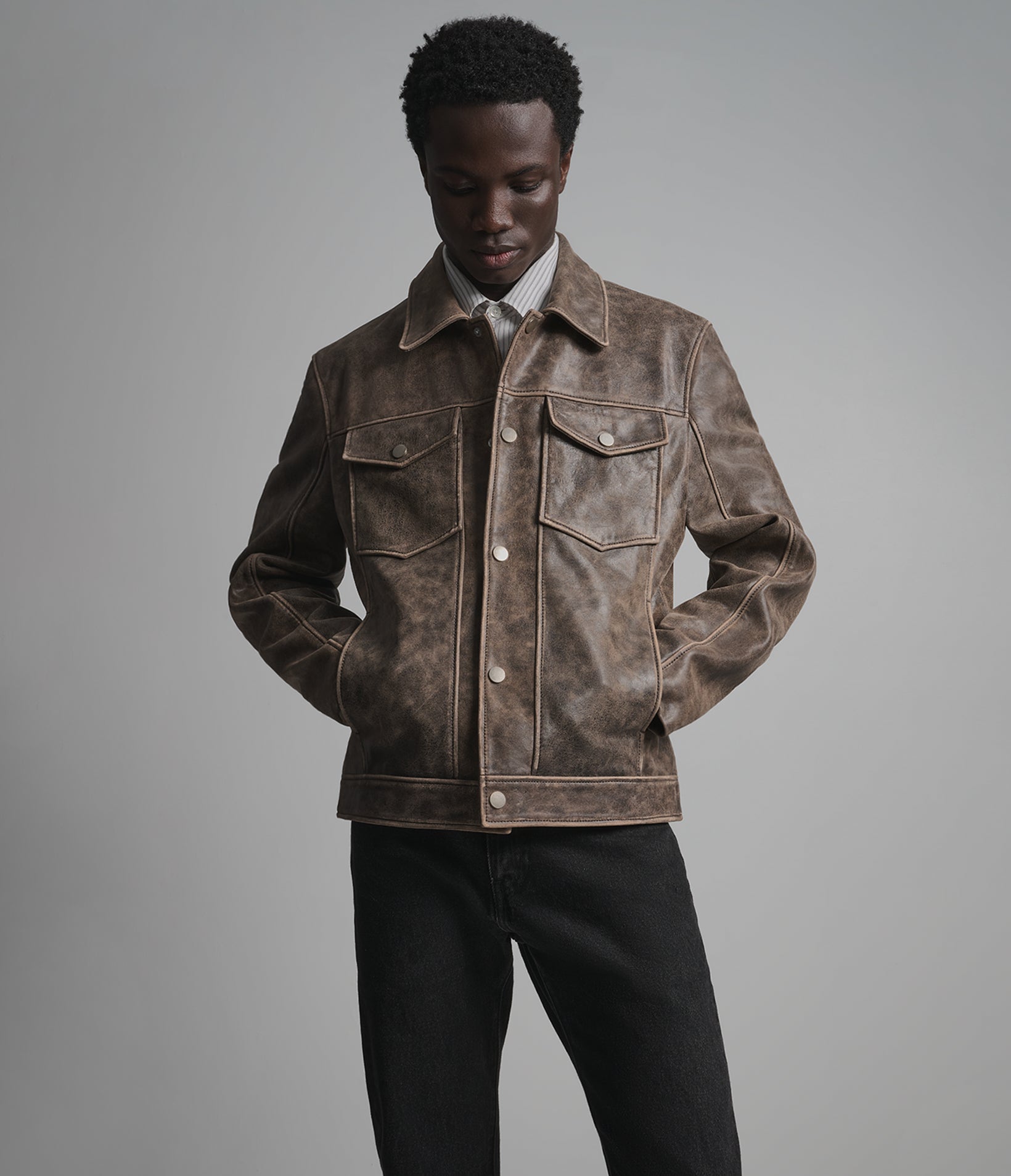 Jonah Vintage Leather Shirt Jacket View 6 Jonah Vintage Leather Shirt Jacket View 6