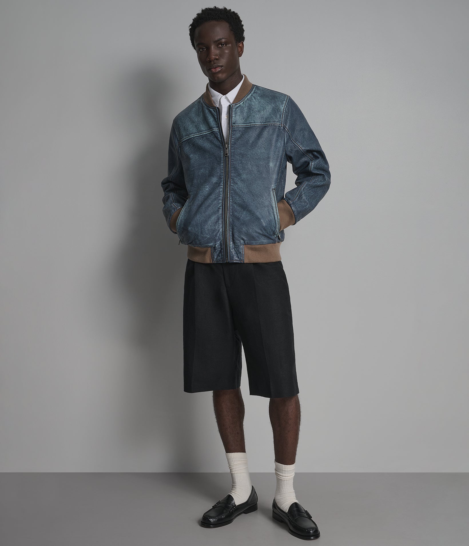 Barrett Leather Denim Bomber Jacket View 5 Barrett Leather Denim Bomber Jacket View 5