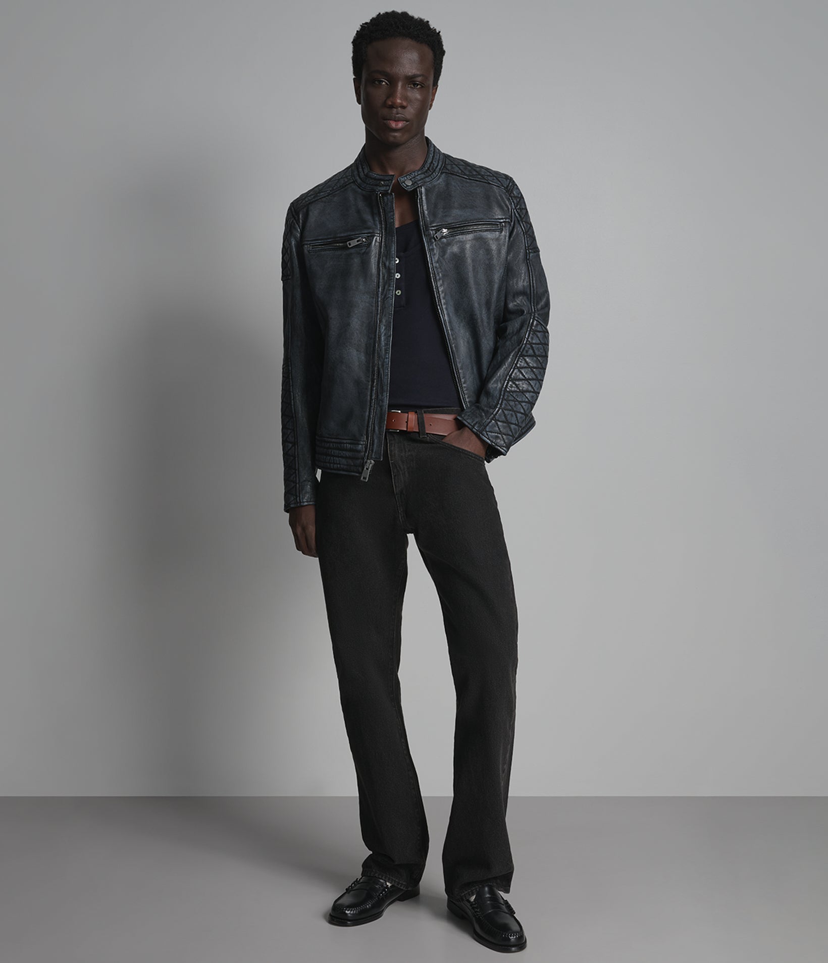 Marcus Leather Denim Scuba Jacket View 5 | Men's Collection Marcus Leather Denim Scuba Jacket View 5 | Men's Collection