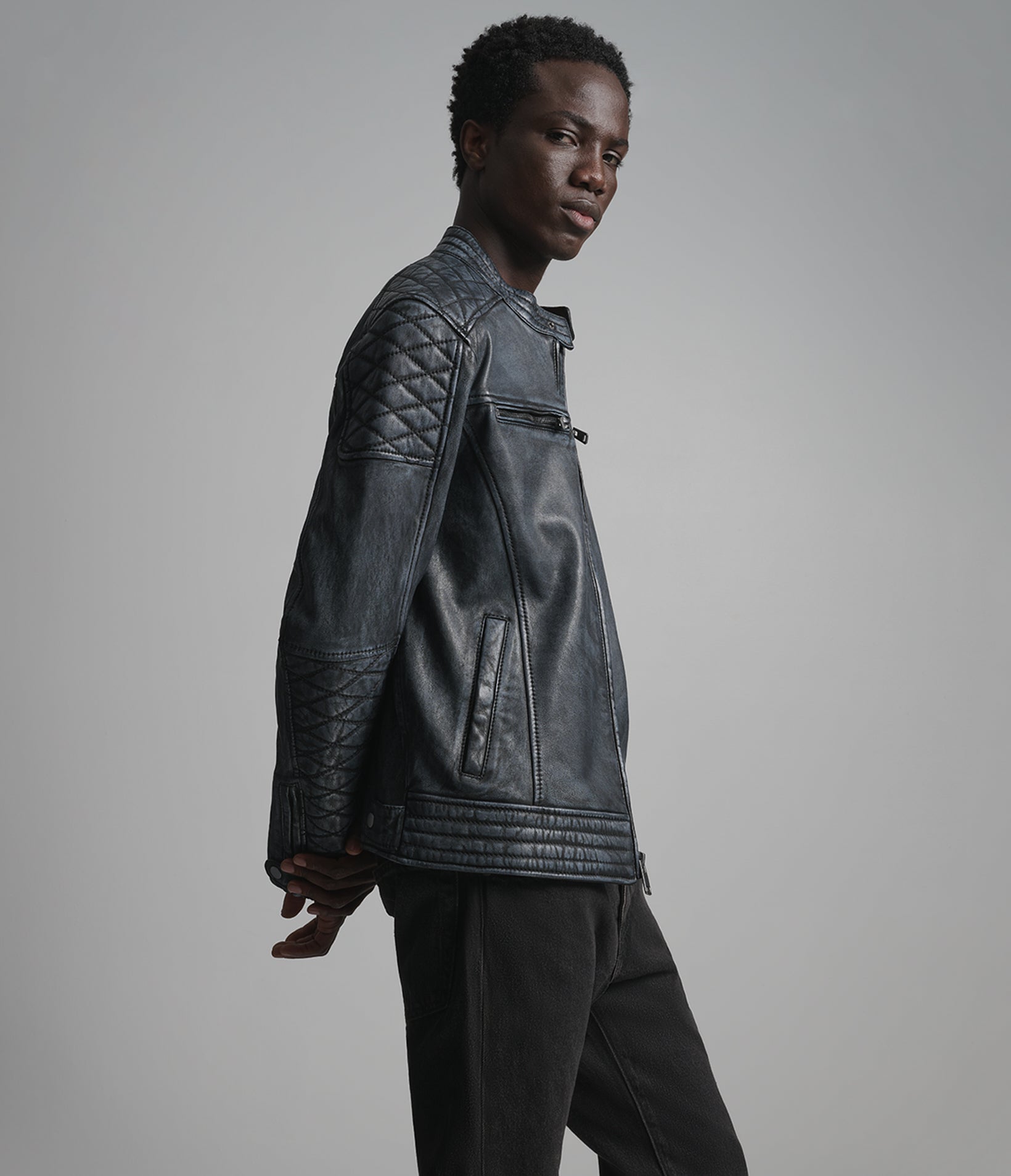 Marcus Leather Denim Scuba Jacket View 2 | Men's Jackets & Coats Marcus Leather Denim Scuba Jacket View 2 | Men's Jackets & Coats