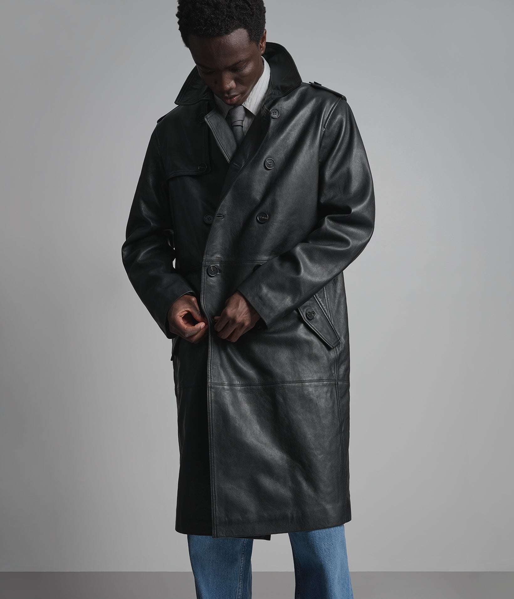 Jensen Double-Breasted Leather Car Coat View 5 | Men's Tannery West Jensen Double-Breasted Leather Car Coat View 5 | Men's Tannery West