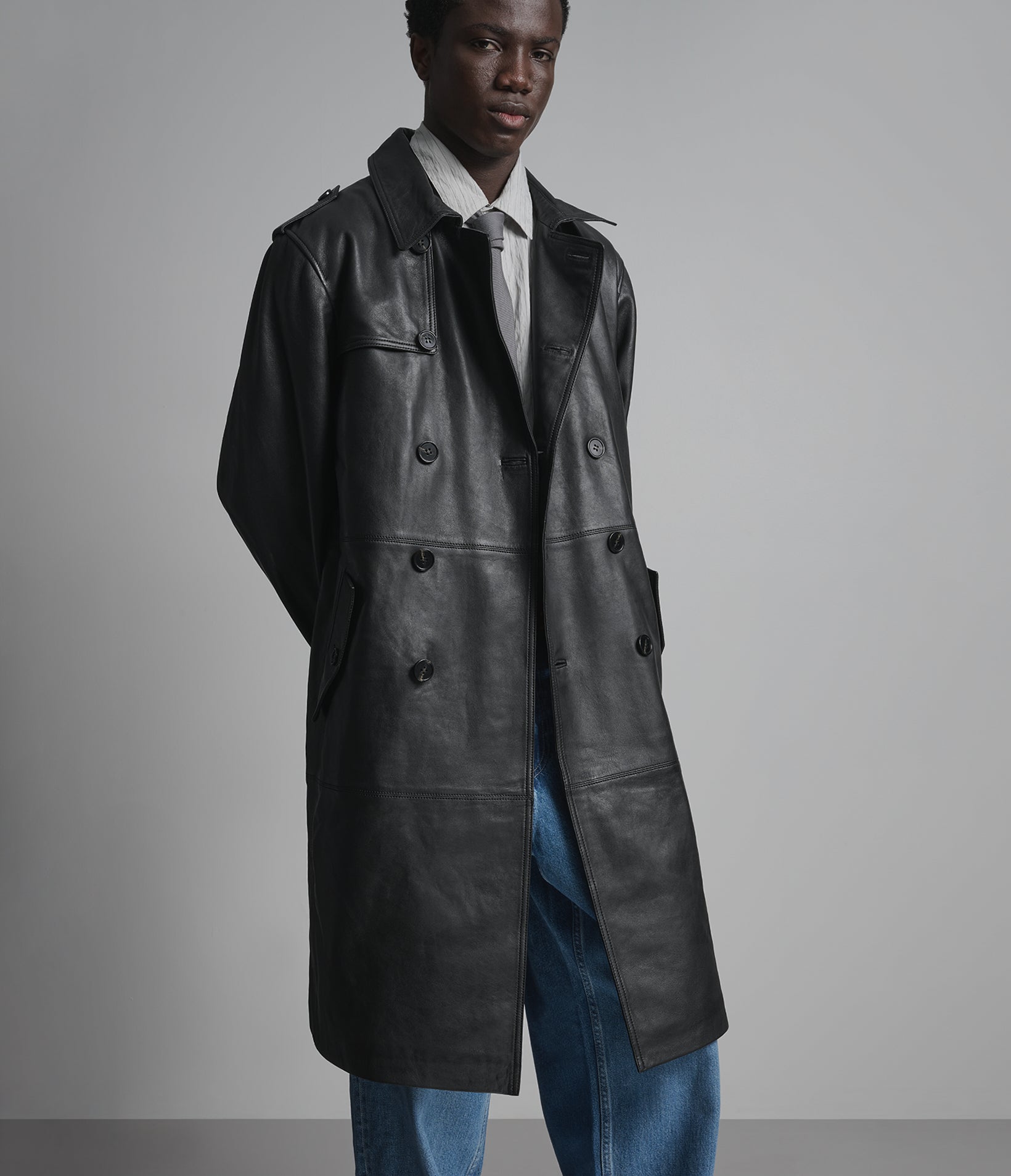 Jensen Double-Breasted Leather Car Coat View 2 | Men's Jackets & Coats Jensen Double-Breasted Leather Car Coat View 2 | Men's Jackets & Coats