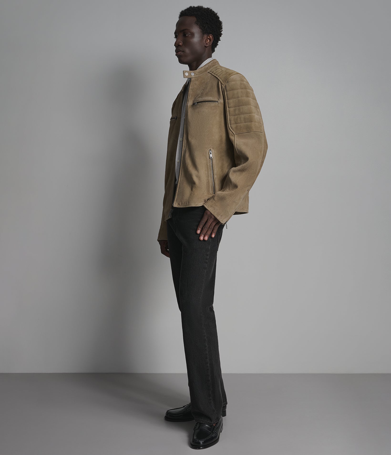 Vintage Quilted Suede Racer Jacket View 5 | Men's Collection Vintage Quilted Suede Racer Jacket View 5 | Men's Collection