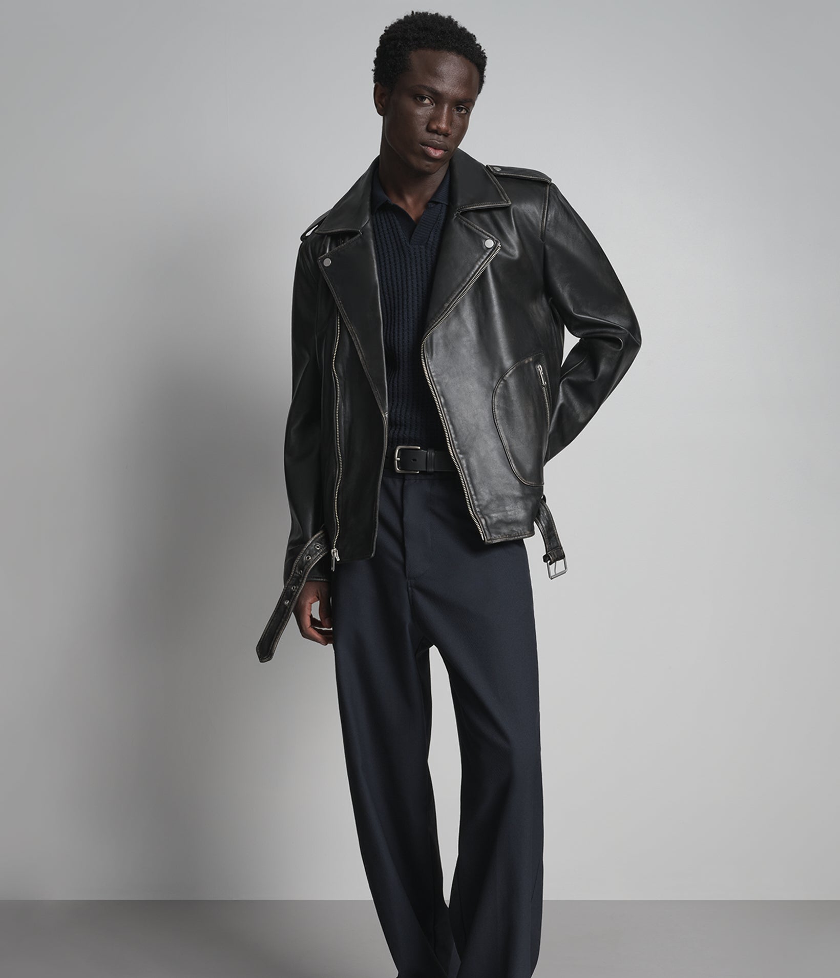 Rhodes Vintage Leather Moto Jacket View 4 | Men's Collection Rhodes Vintage Leather Moto Jacket View 4 | Men's Collection