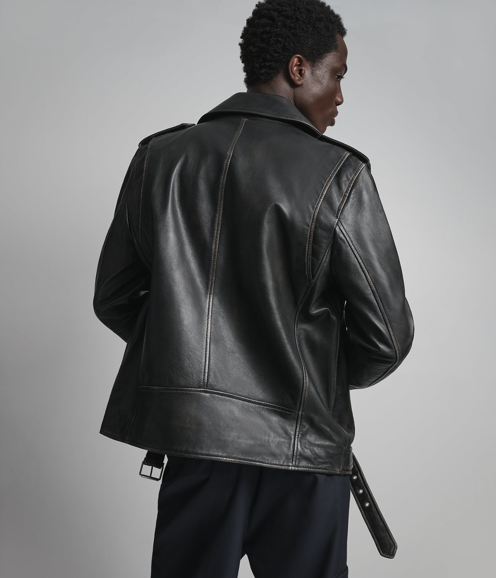 Rhodes Vintage Leather Moto Jacket View 3 | Men's Collection Rhodes Vintage Leather Moto Jacket View 3 | Men's Collection