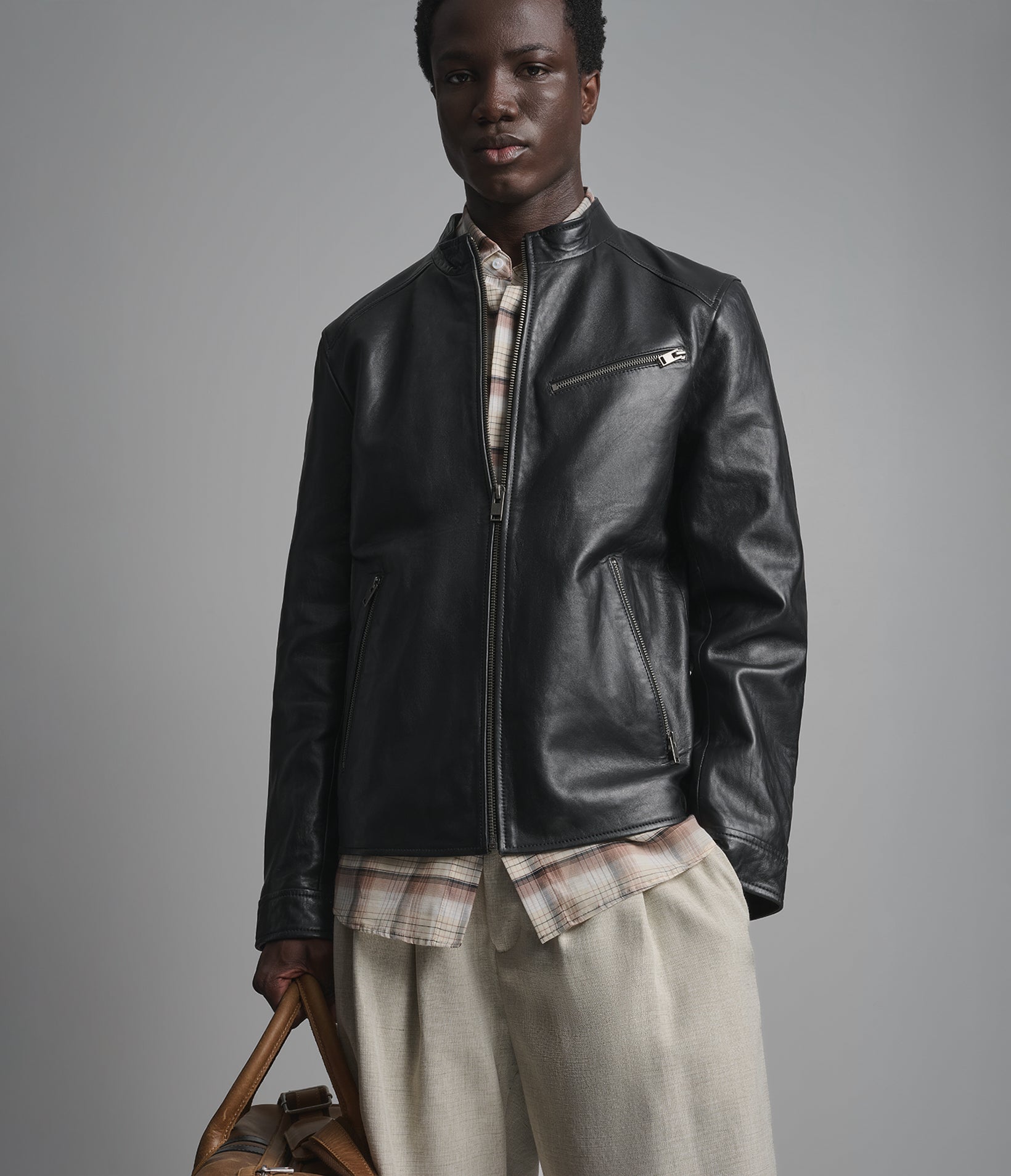 Classic Leather Racer Jacket View 1 | Men's Jackets & Coats Classic Leather Racer Jacket View 1 | Men's Jackets & Coats