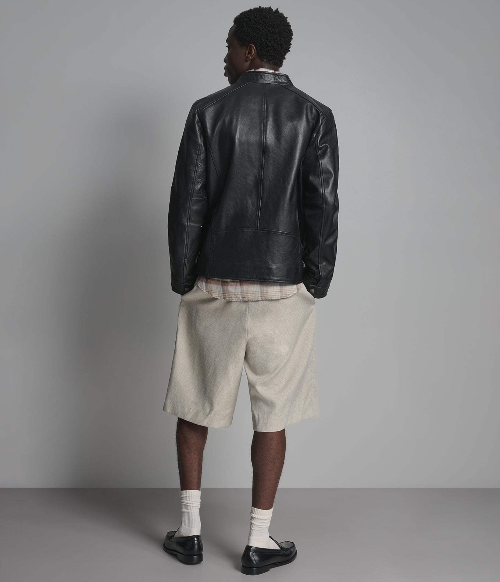 Classic Leather Racer Jacket View 3 Classic Leather Racer Jacket View 3