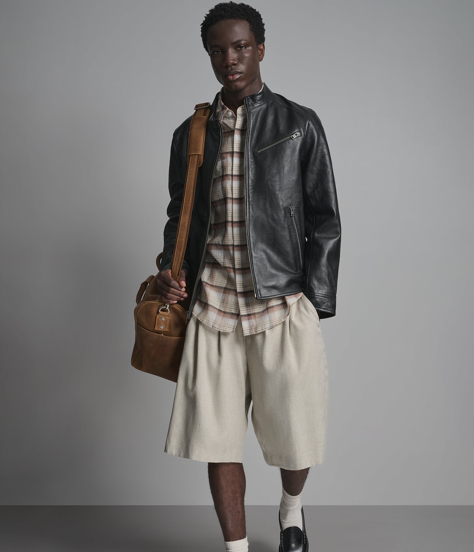 Classic Leather Racer Jacket View 4 Classic Leather Racer Jacket View 4