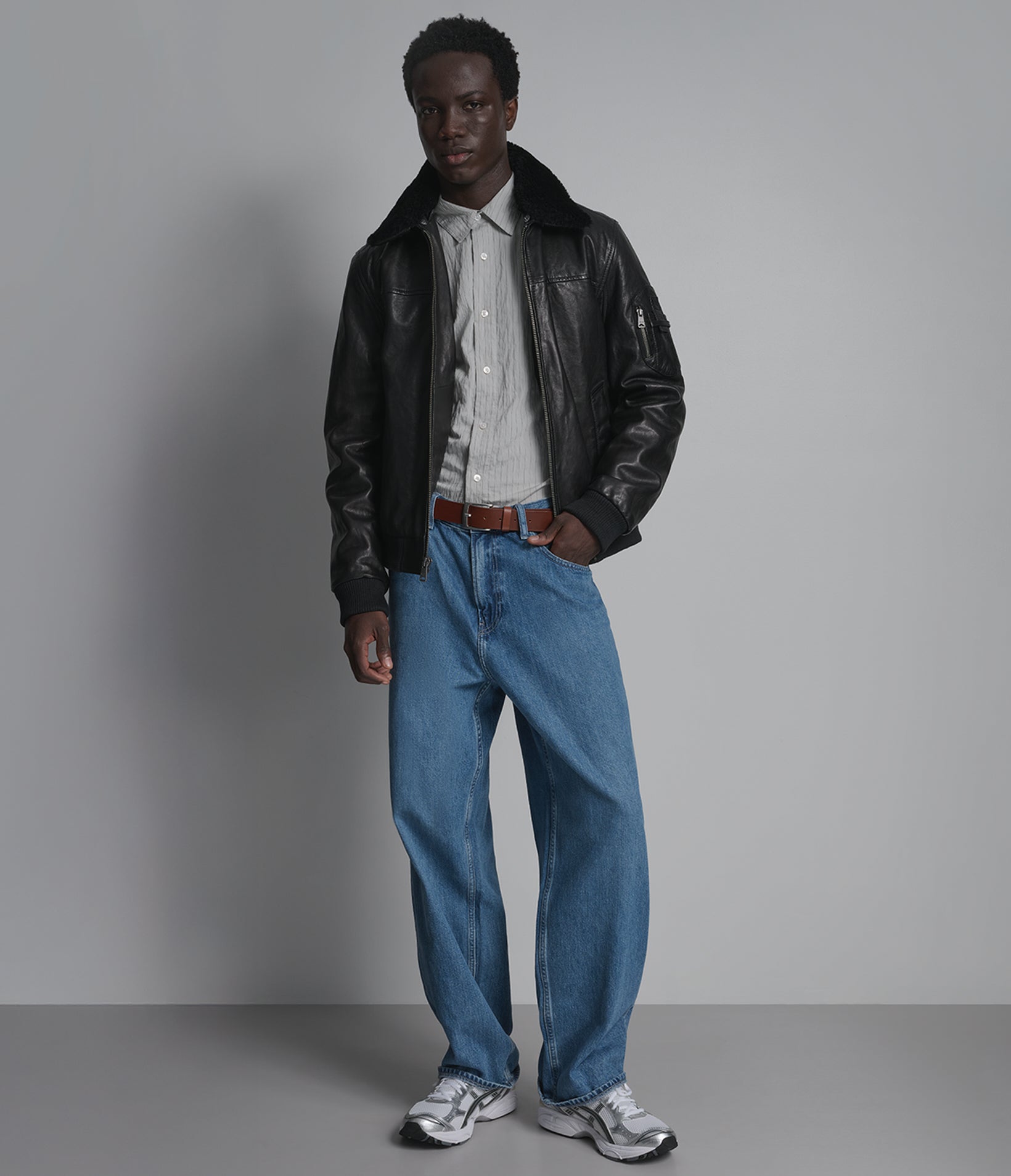 Ace Leather Bomber Jacket View 3 Ace Leather Bomber Jacket View 3