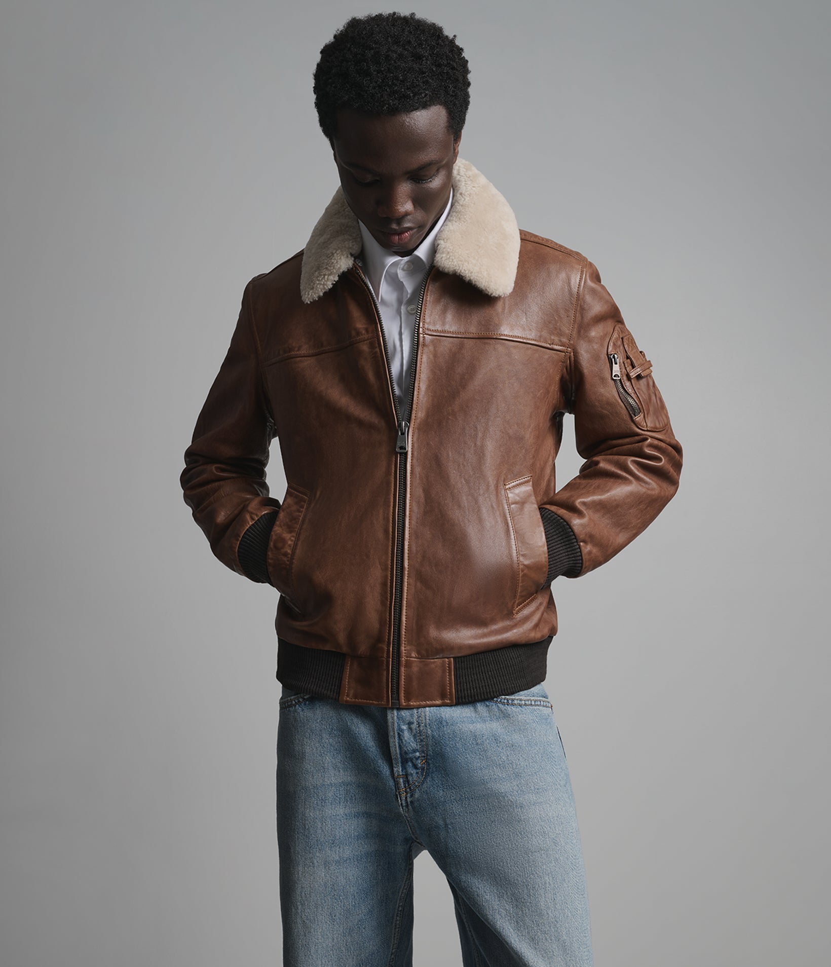 Ace Leather Bomber Jacket View 4 Ace Leather Bomber Jacket View 4