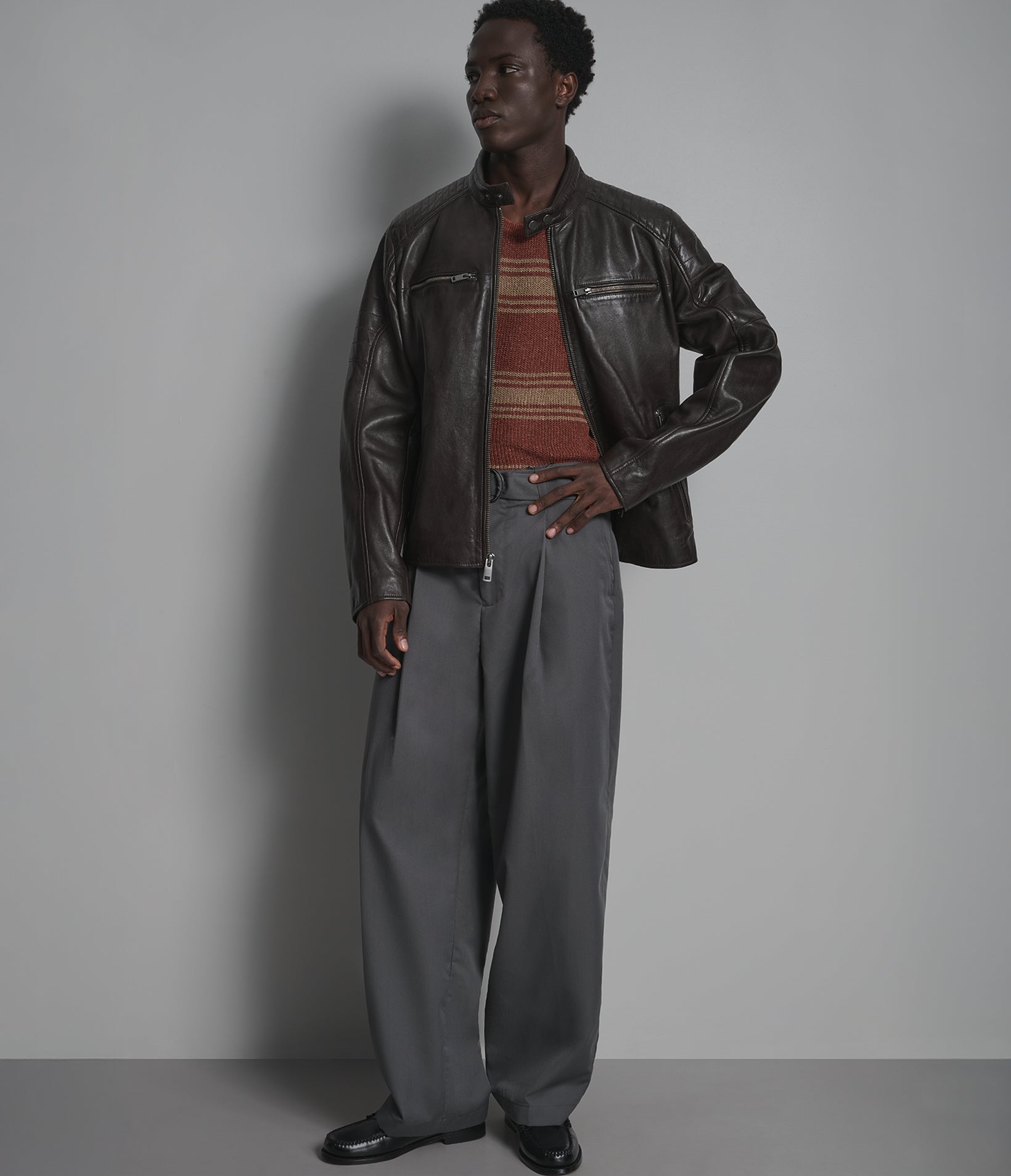 Lance Collarless Leather Moto Jacket View 4 | Men's Sale Lance Collarless Leather Moto Jacket View 4 | Men's Sale