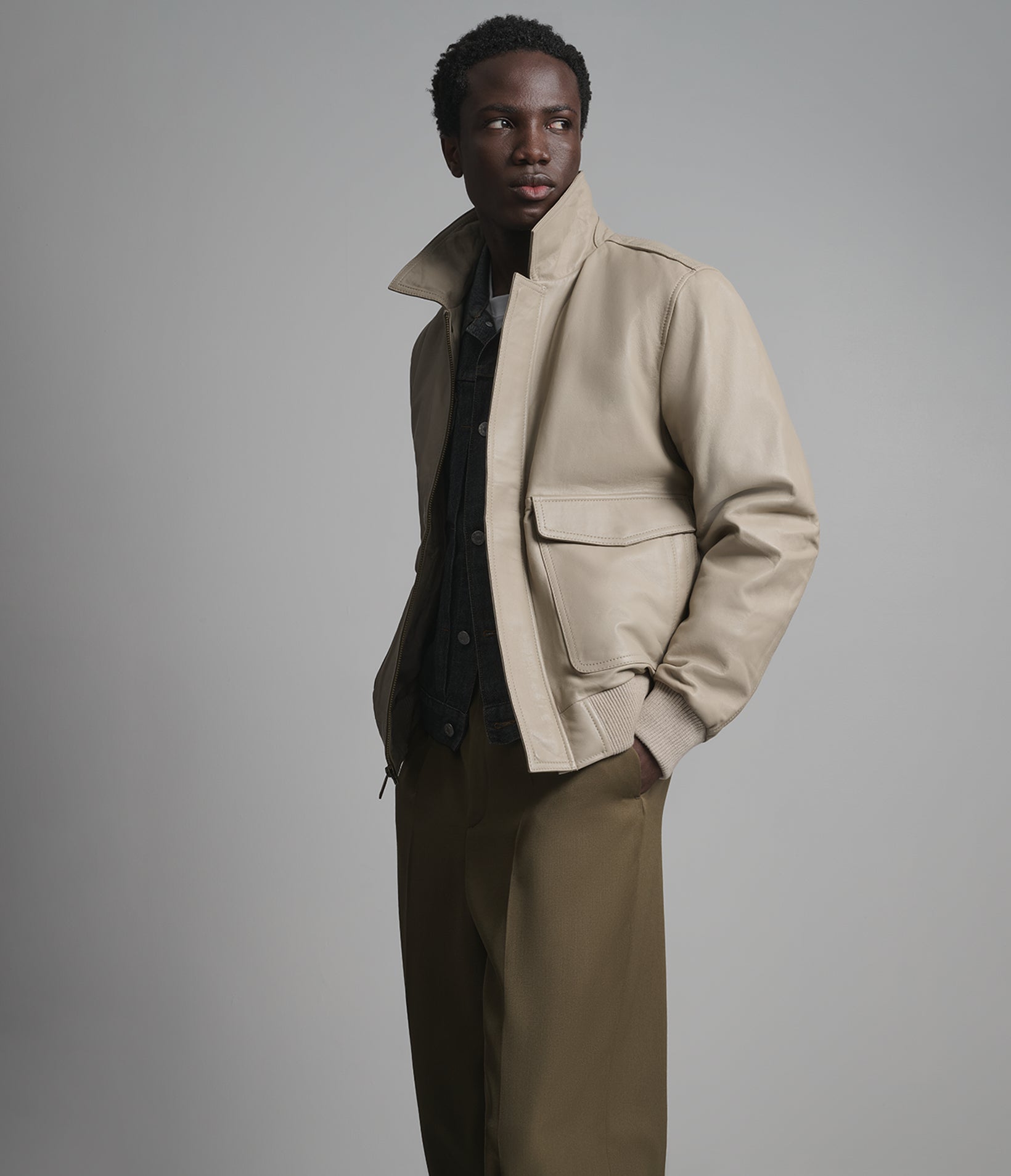 Chris Leather Collared Bomber Jacket View 1 | Men's Jackets & Coats Chris Leather Collared Bomber Jacket View 1 | Men's Jackets & Coats