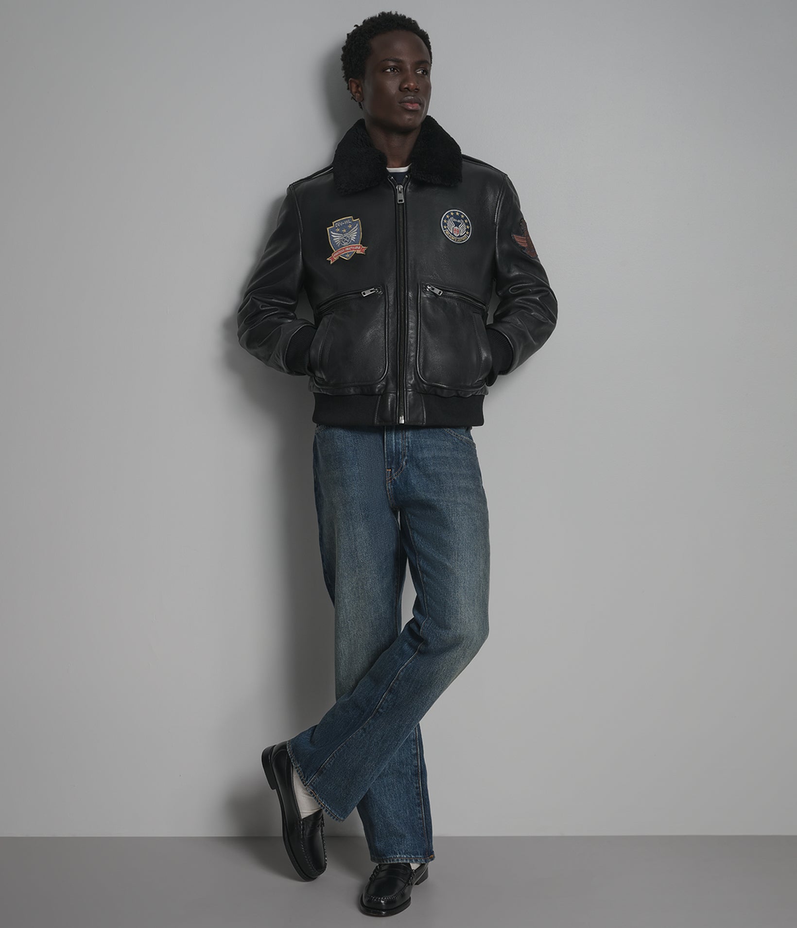 Cane Vintage Shearling Aviator Jacket View 5 Cane Vintage Shearling Aviator Jacket View 5