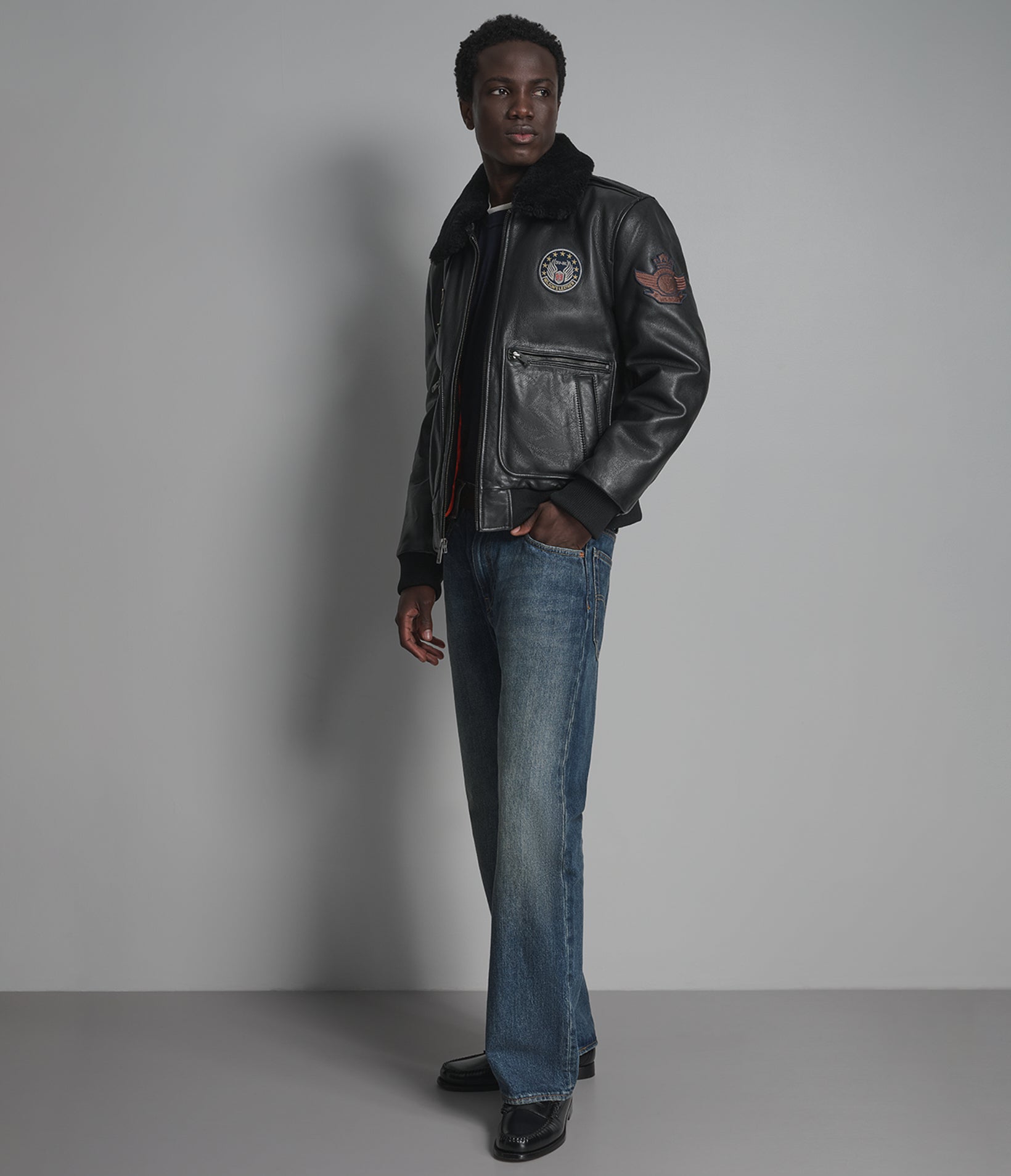 Cane Vintage Shearling Aviator Jacket View 4 Cane Vintage Shearling Aviator Jacket View 4