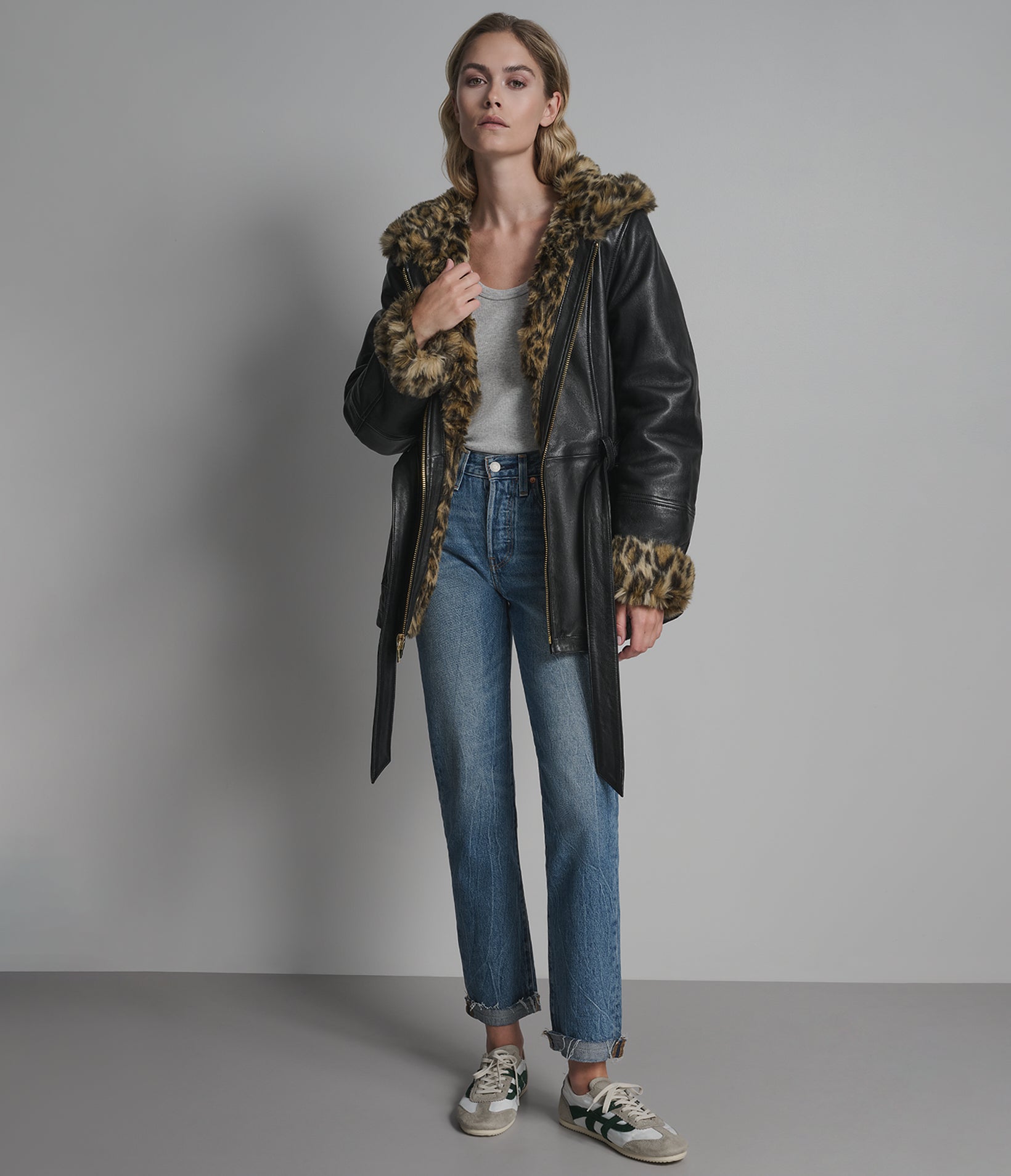 Genevieve Belted Leather Trench Jacket View 6 Genevieve Belted Leather Trench Jacket View 6