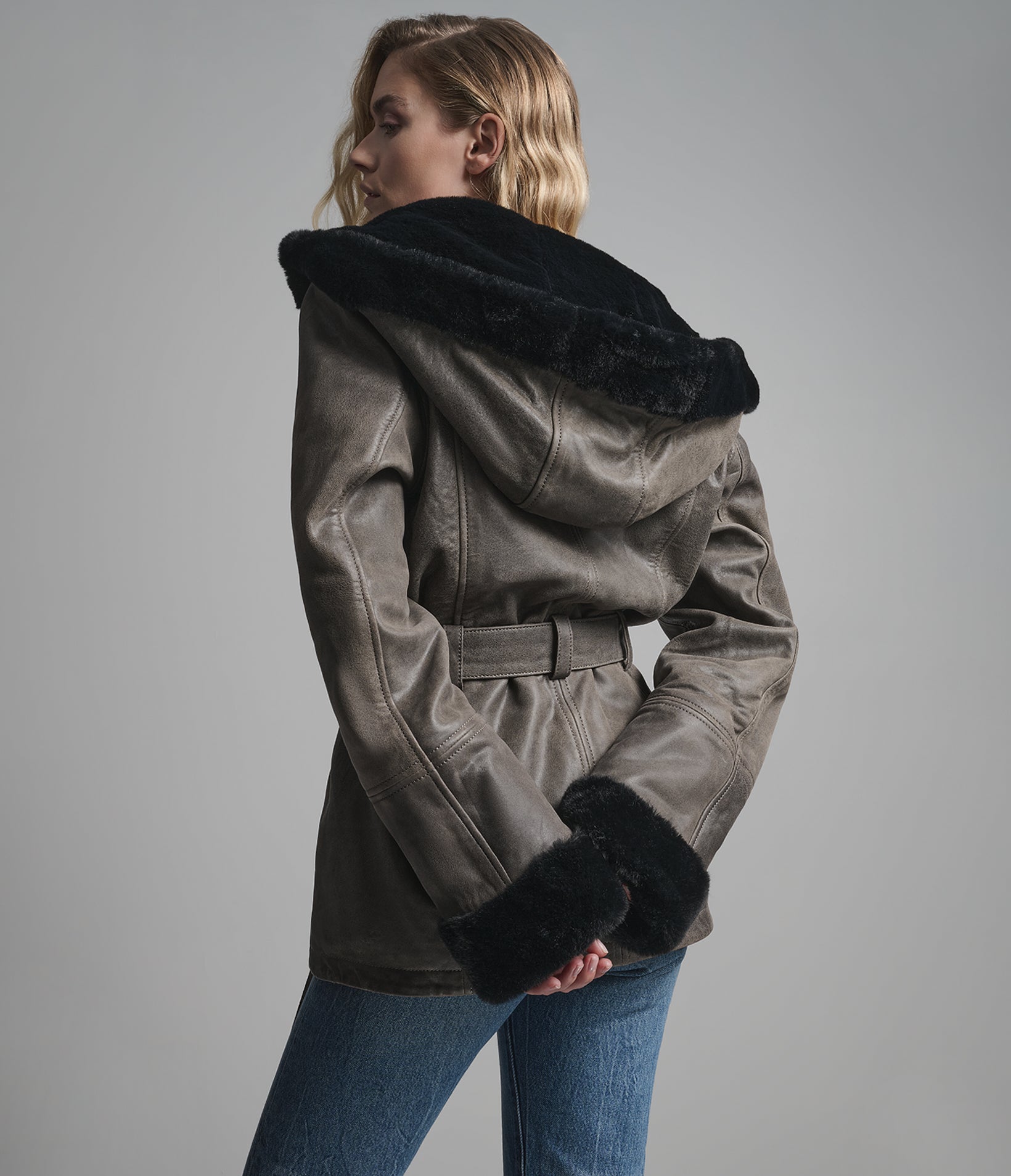 Josie Vintage Bus Stop Leather Trench Jacket View 3 | Trench Coats Josie Vintage Bus Stop Leather Trench Jacket View 3 | Trench Coats