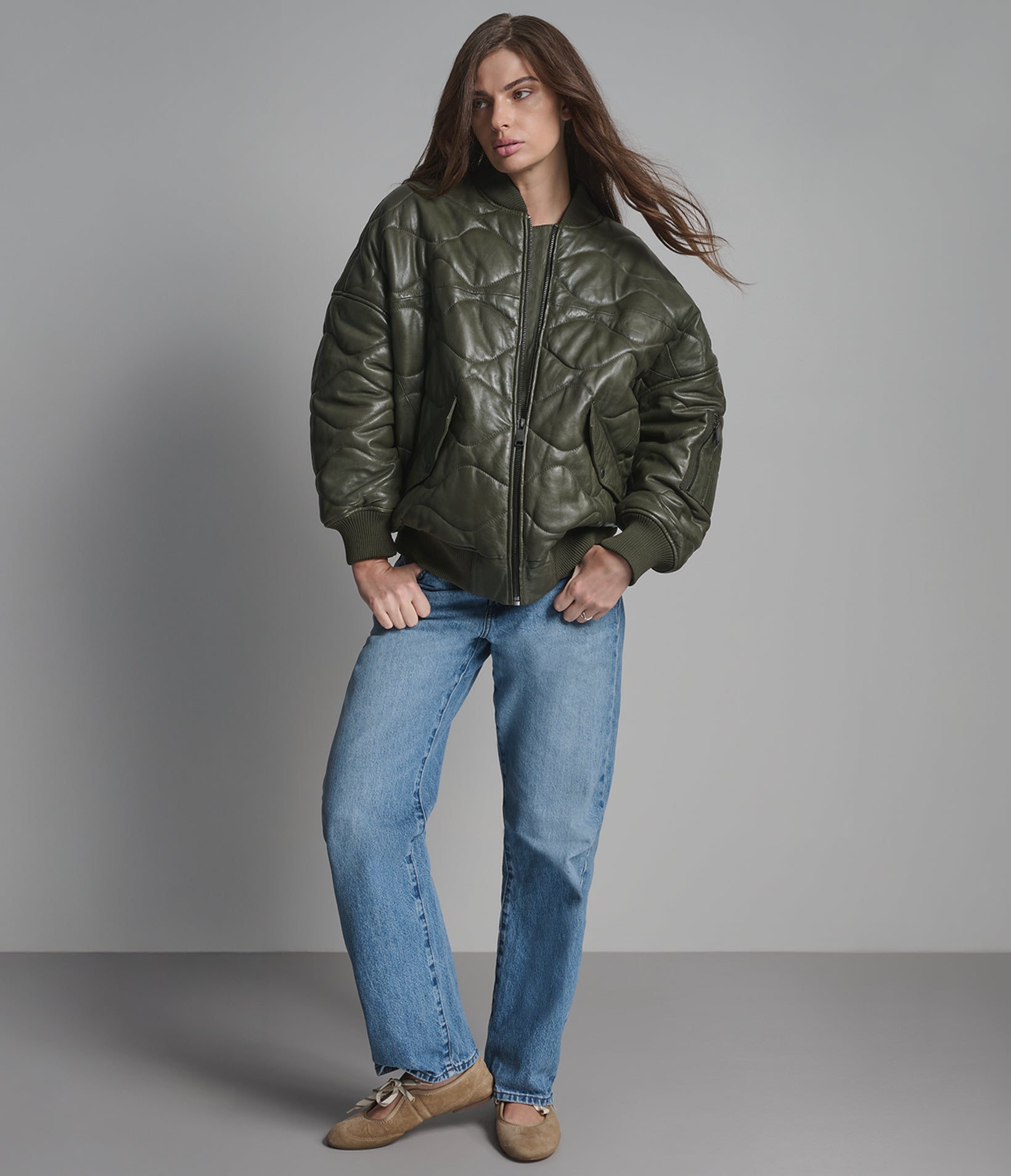 Jenna Quilted Oversized Bomber View 4 Jenna Quilted Oversized Bomber View 4