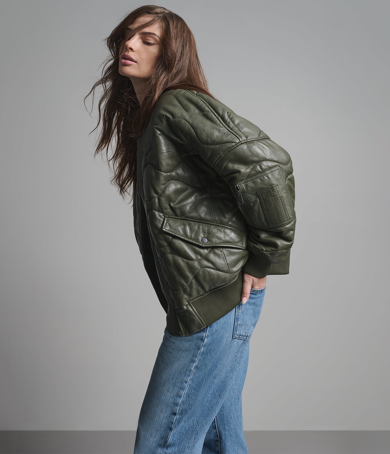 Jenna Quilted Oversized Bomber View 5 Jenna Quilted Oversized Bomber View 5
