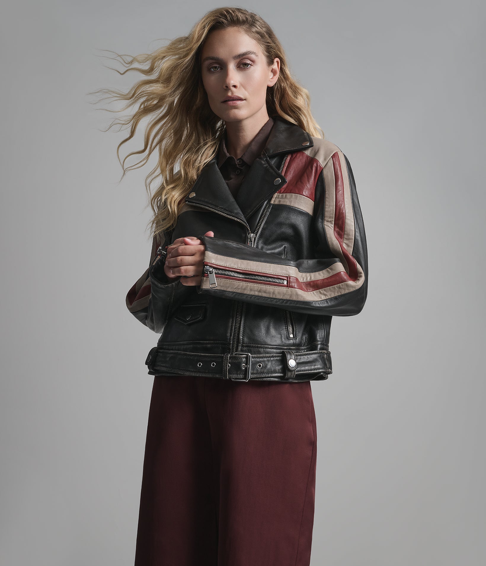 Kya Vintage Striped Moto Jacket View 6 | Motorcycle Jackets Kya Vintage Striped Moto Jacket View 6 | Motorcycle Jackets