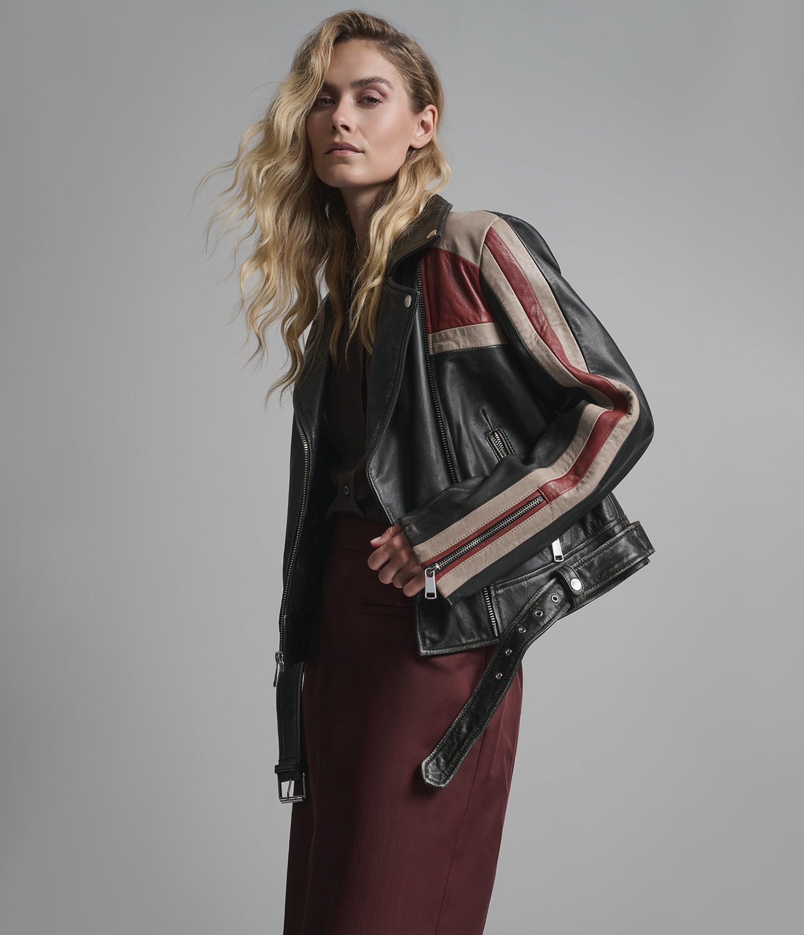 Kya Vintage Striped Moto Jacket View 1 | Motorcycle Jackets Kya Vintage Striped Moto Jacket View 1 | Motorcycle Jackets