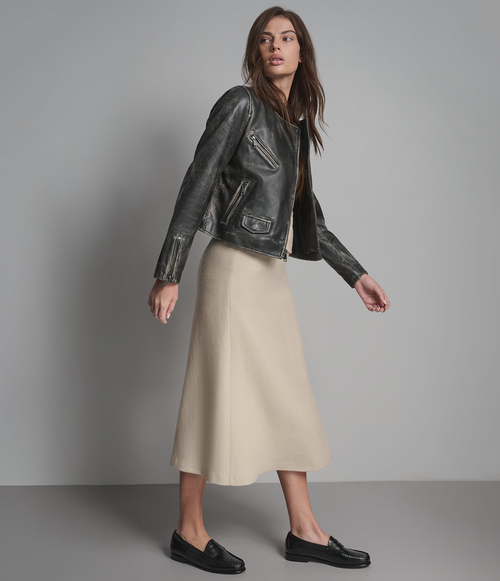 Eloise Leather Vintage Collarless Moto Jacket View 6 | Motorcycle Jackets Eloise Leather Vintage Collarless Moto Jacket View 6 | Motorcycle Jackets