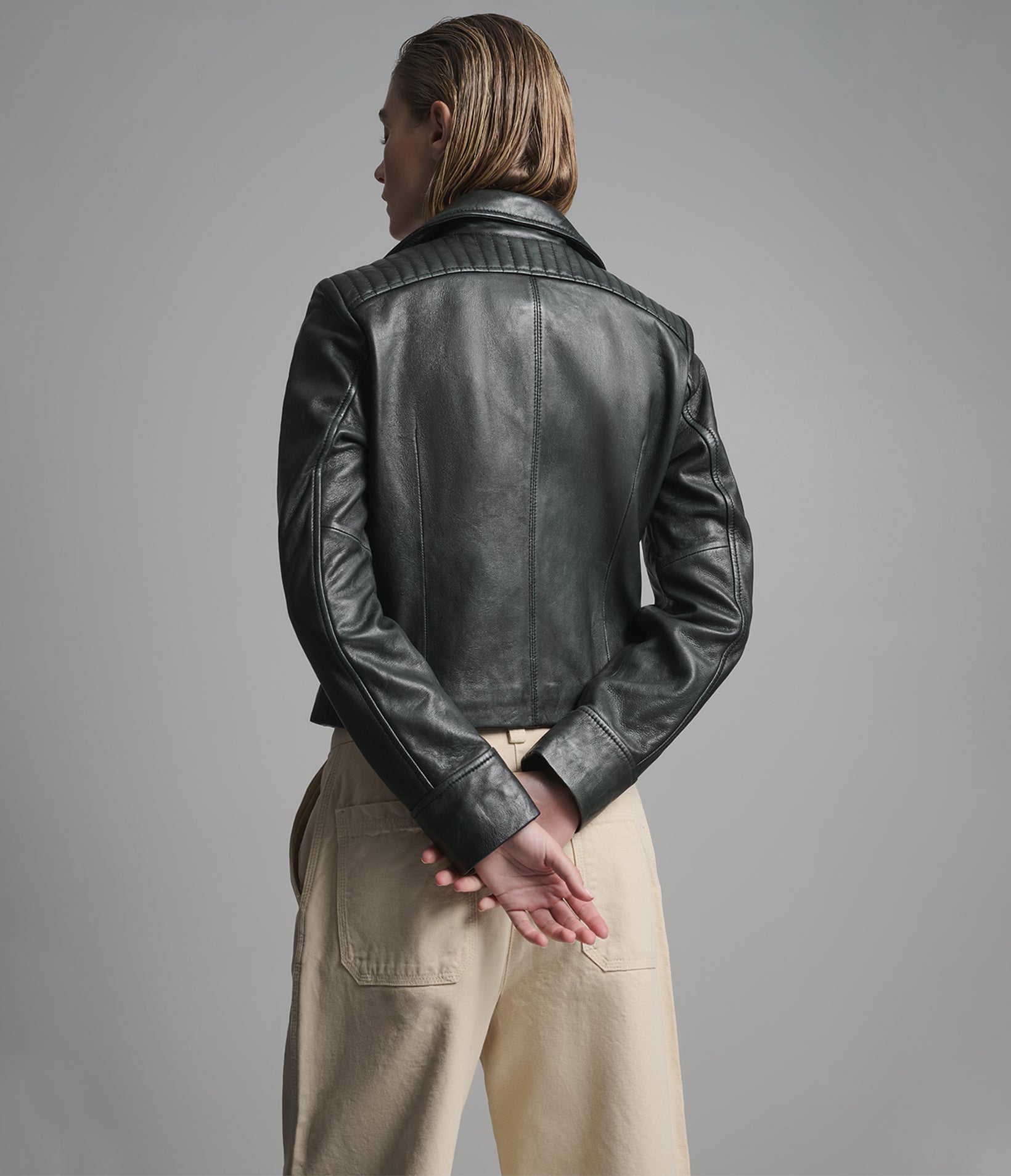 Audrey Leather Vintage Cropped Moto Jacket View 2 | Motorcycle Jackets Audrey Leather Vintage Cropped Moto Jacket View 2 | Motorcycle Jackets