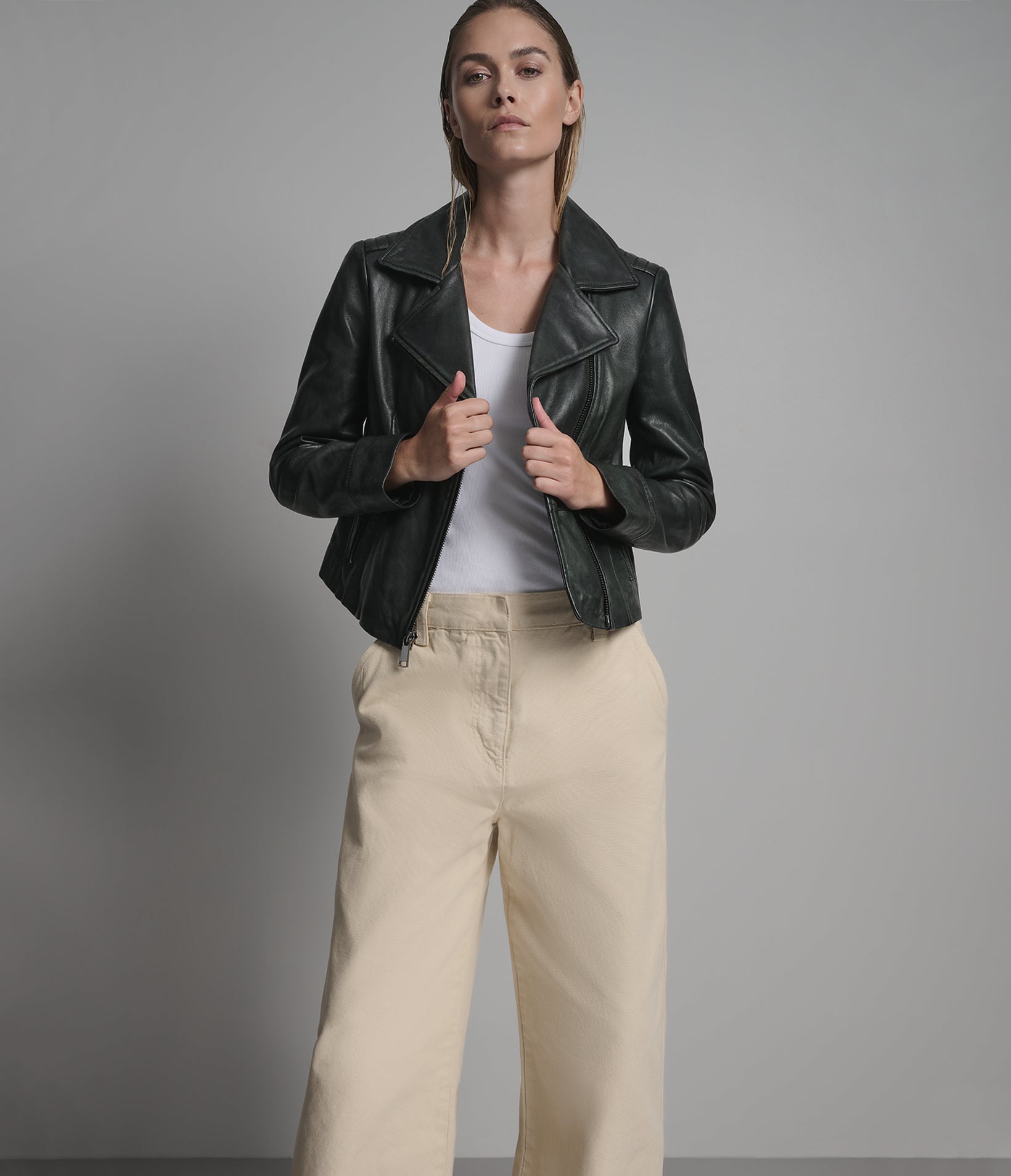 Audrey Leather Vintage Cropped Moto Jacket View 3 | Motorcycle Jackets Audrey Leather Vintage Cropped Moto Jacket View 3 | Motorcycle Jackets