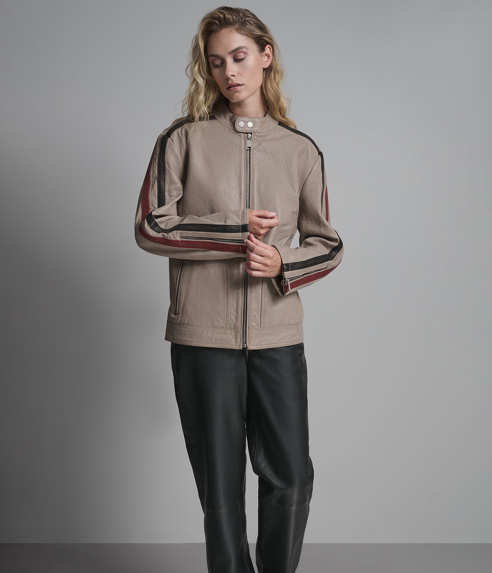 Nova Vintage Leather Striped Racer Jacket View 5 | Sale Shop All Nova Vintage Leather Striped Racer Jacket View 5 | Sale Shop All