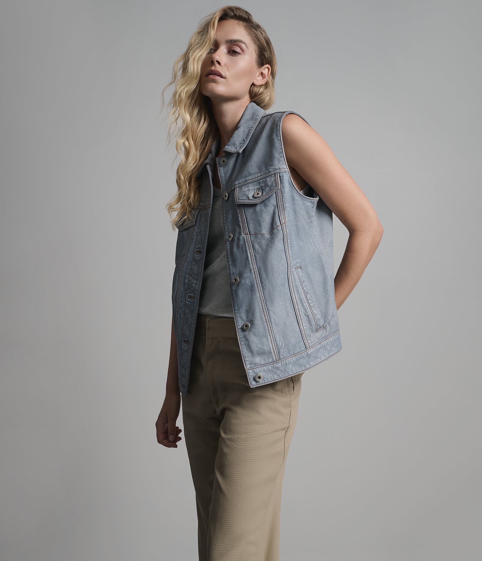 Mackenzie Leather Denim Vest View 2 | Women's Sale Mackenzie Leather Denim Vest View 2 | Women's Sale