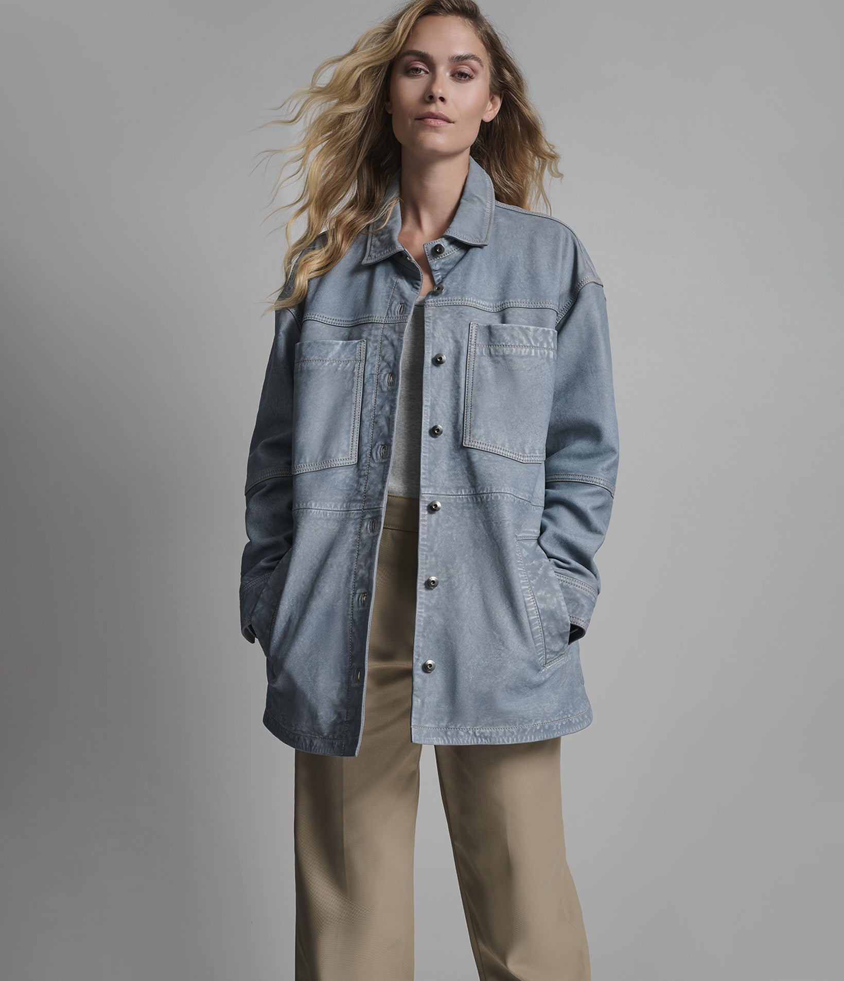 Nyla Leather Denim Boyfriend Jacket View 1 | Women's Sale Nyla Leather Denim Boyfriend Jacket View 1 | Women's Sale